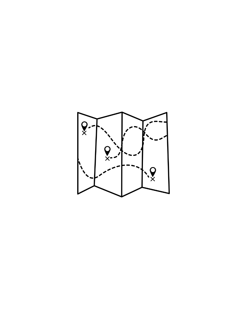 Black background with three white dots in a diagonal line from the top left to the bottom right.