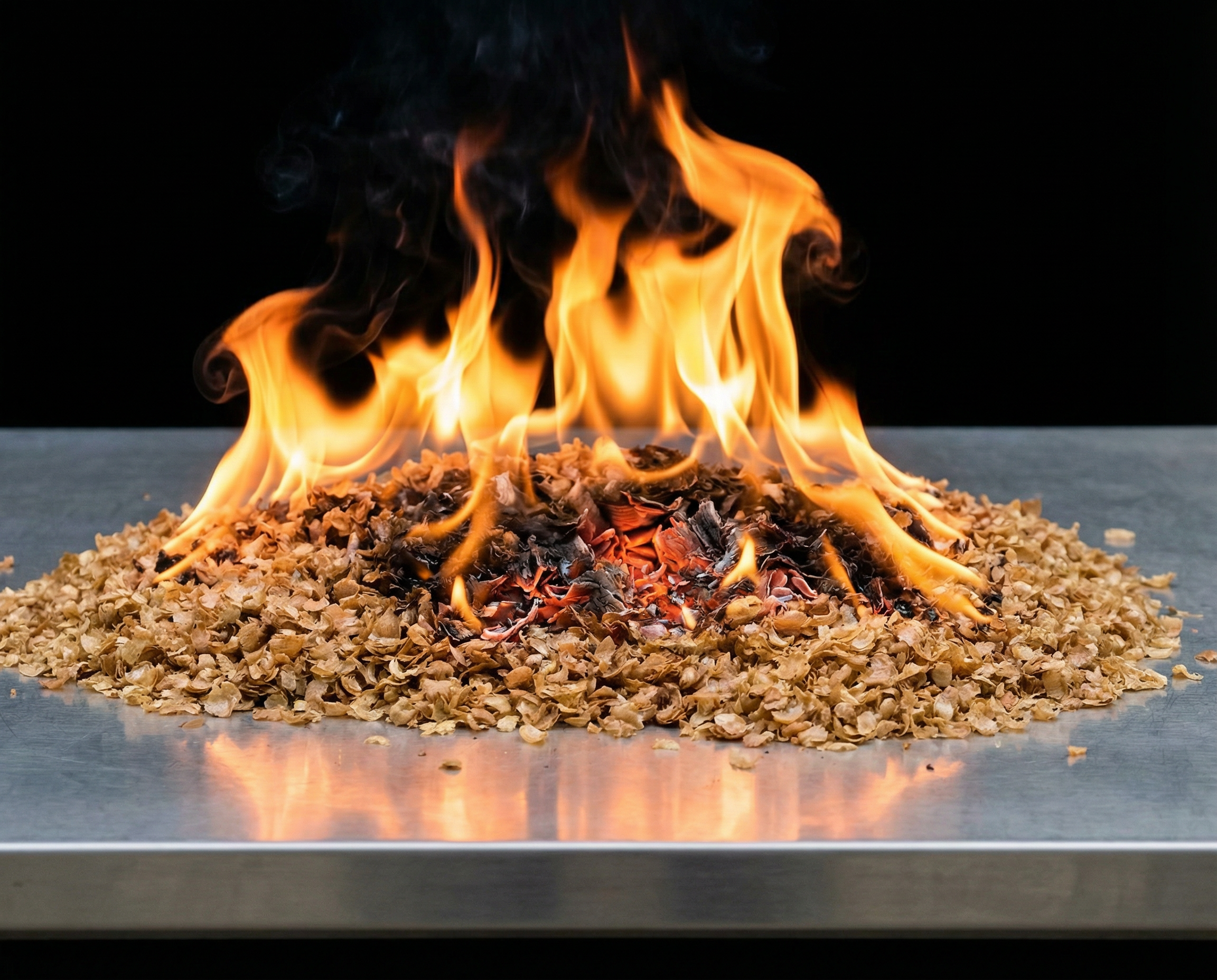 Coffee chaff burning symbolizing automatic chaff handling