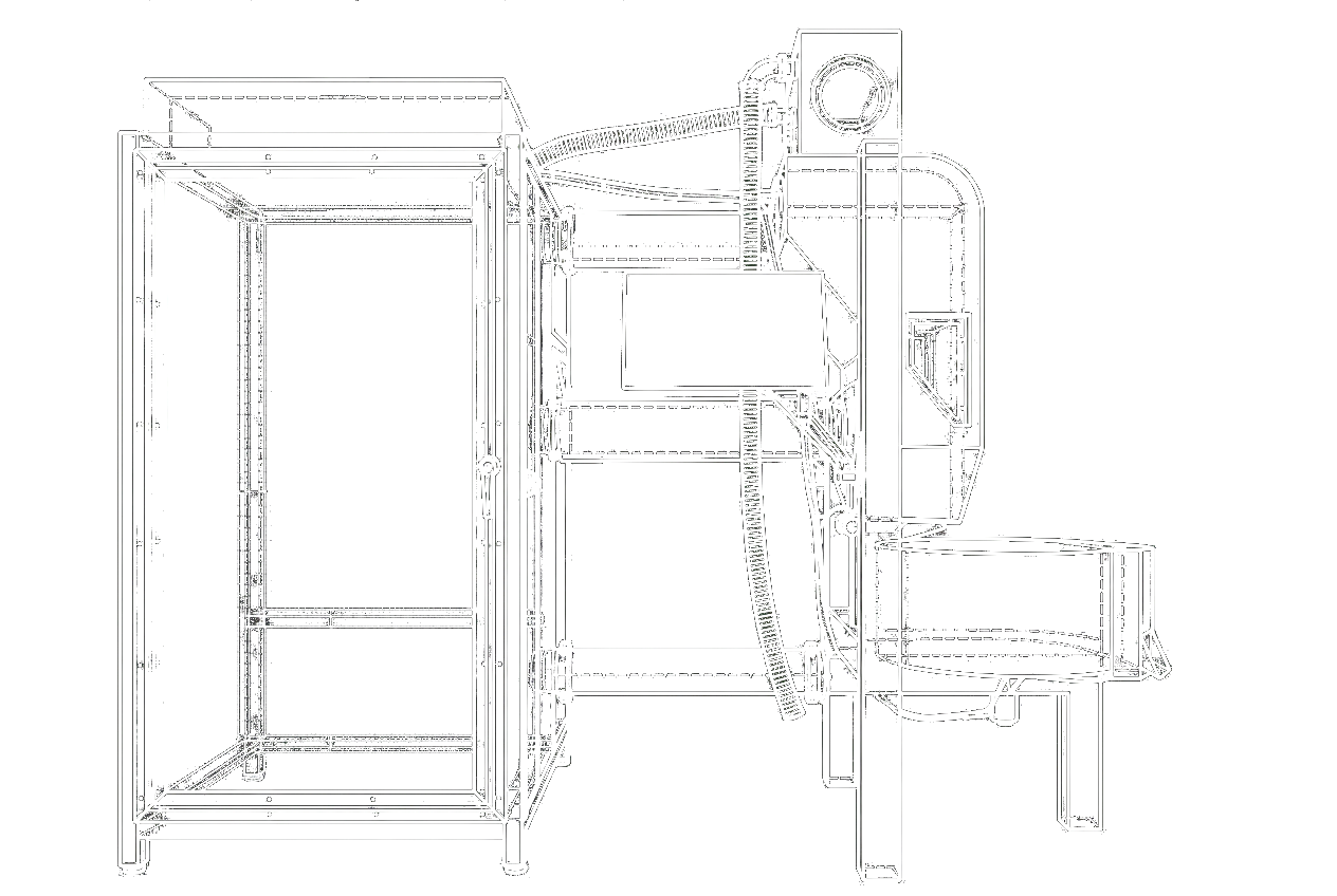 Technical line drawing of the NORDRE EMBLA coffee roaster