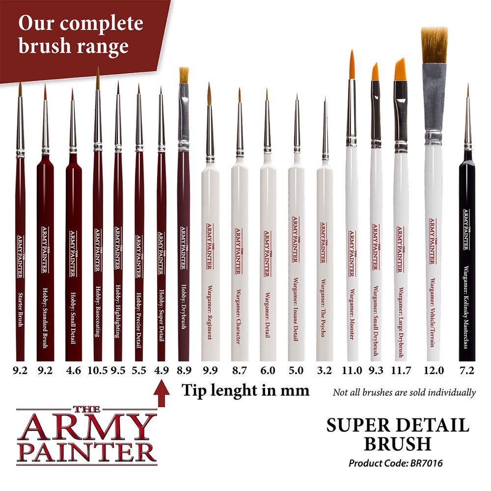 The Army Painter Wargamer: Character Brush - Fine Detail Paint Brush Set  with Rotmarder Sable Hair - Small Paint Brush, Model Paint Brush, Fine Tip