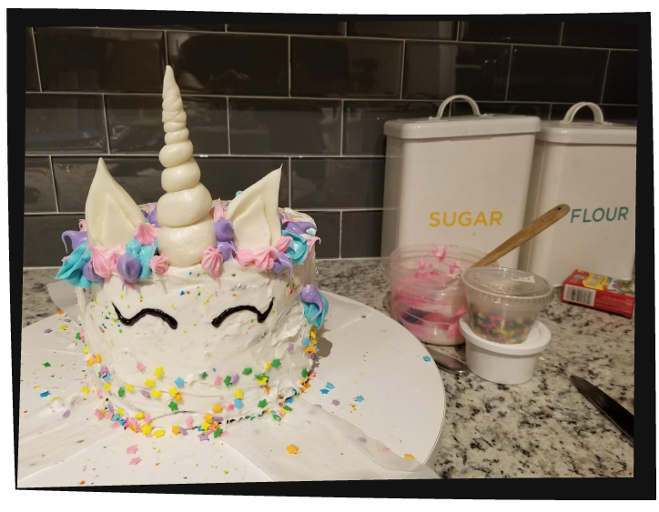 Chocolate unicorn cake. w: 5in.
