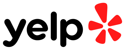 Yelp logo with black text and a red asterisk symbol.