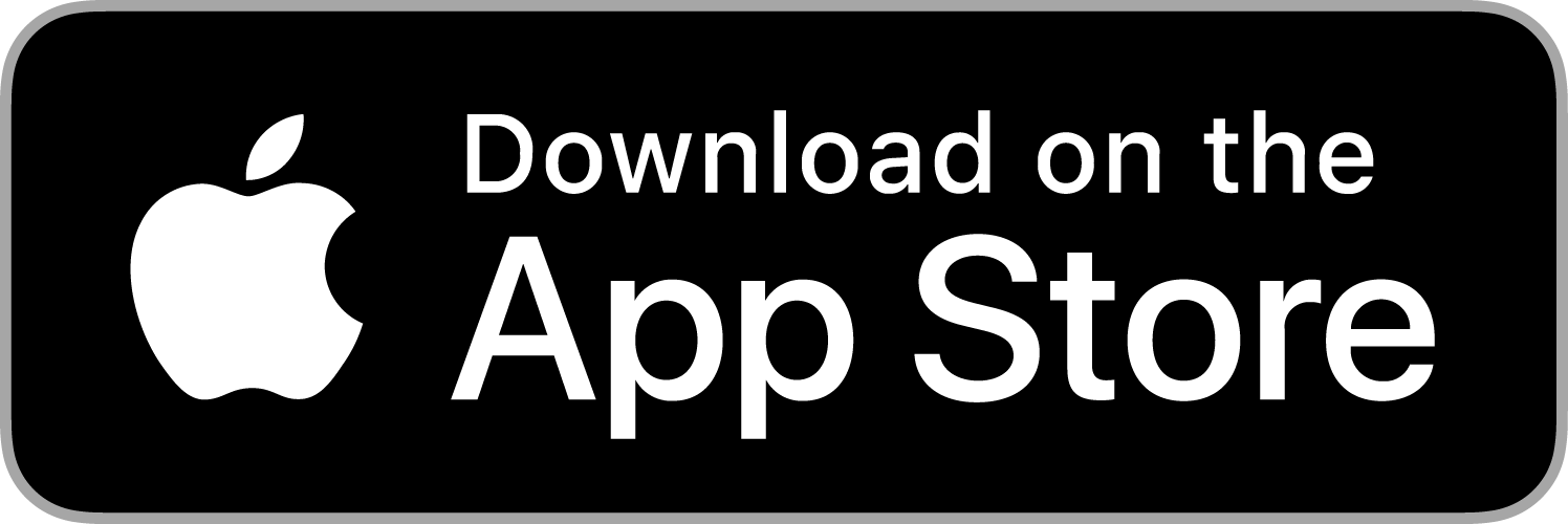 Black banner with white Apple logo and white text that says 'Download on the App Store'.