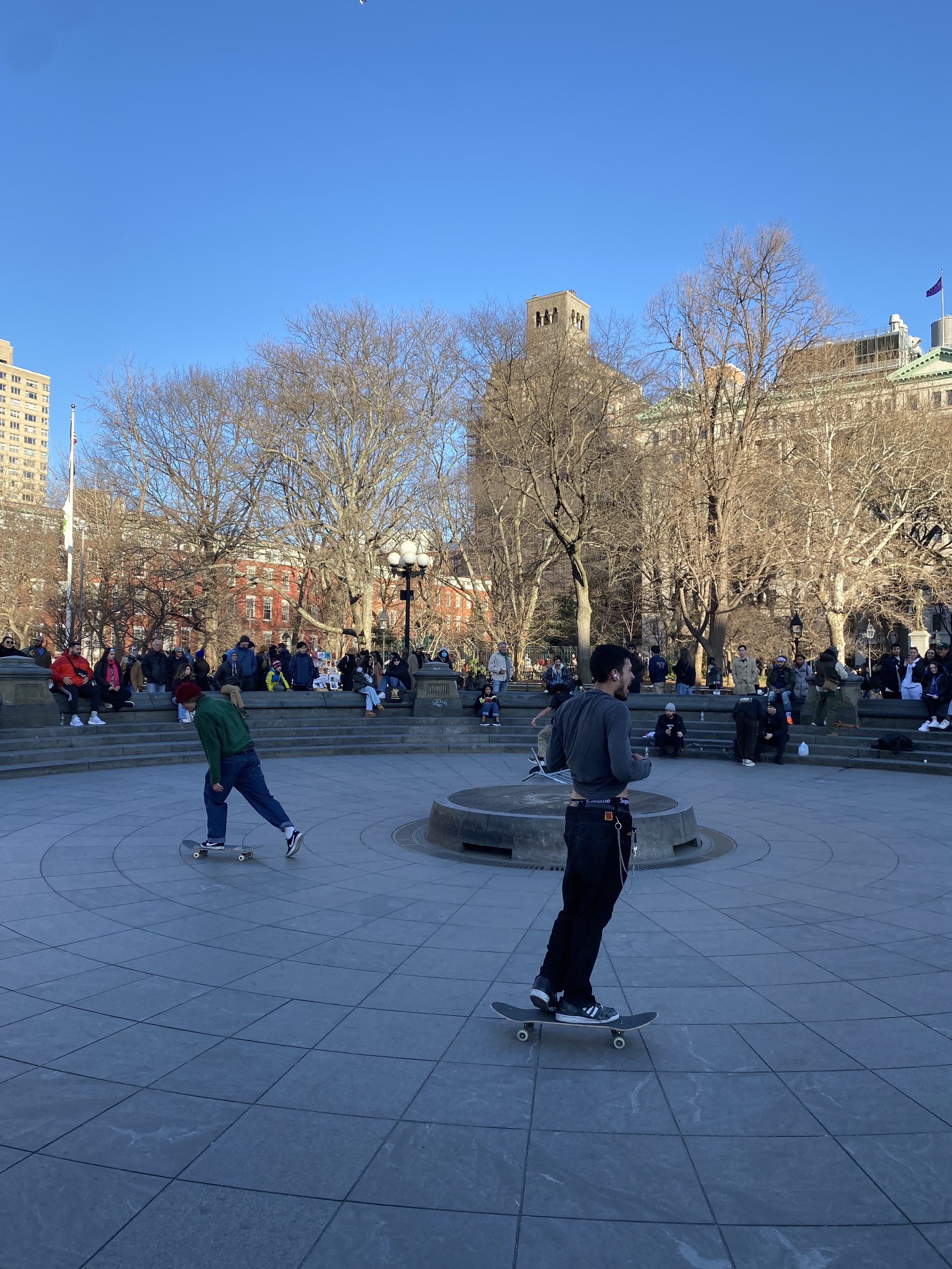 watched skateboarders in Washington Square Park