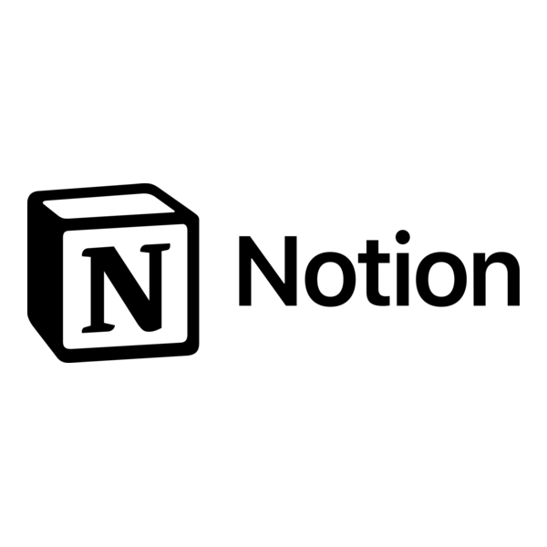 Notion logo with a 3D cube containing the letter N and the word 'Notion' next to it.