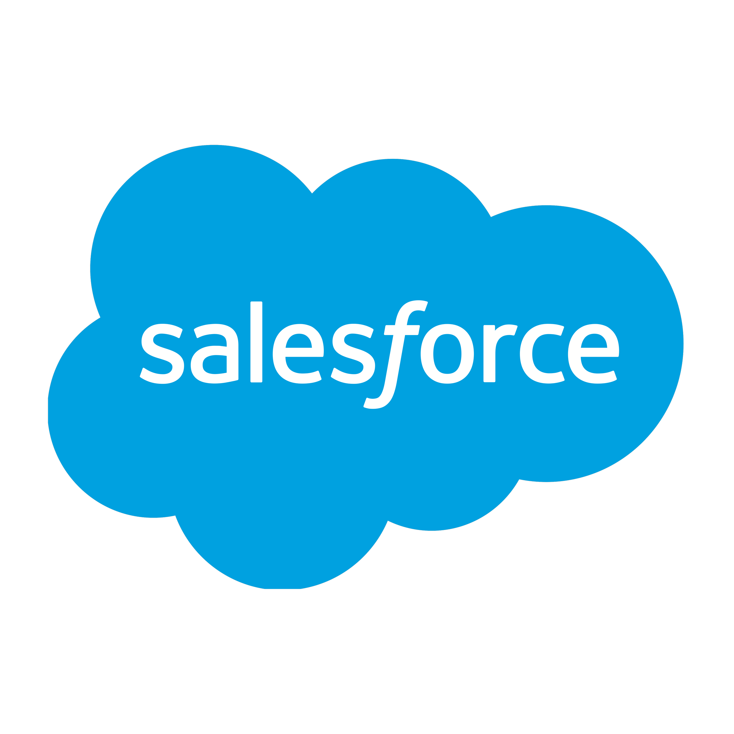 Salesforce logo in blue with overlapping circular shapes and white text on a black background.