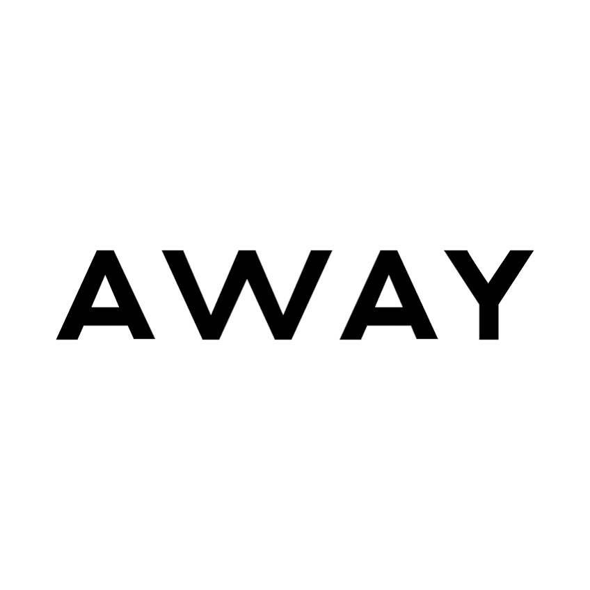 Sign with the word 'AWAY' in bold black letters on a white background.