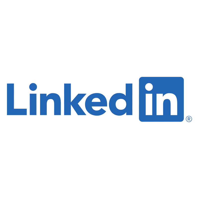 LinkedIn logo with blue text and icon on a white background.