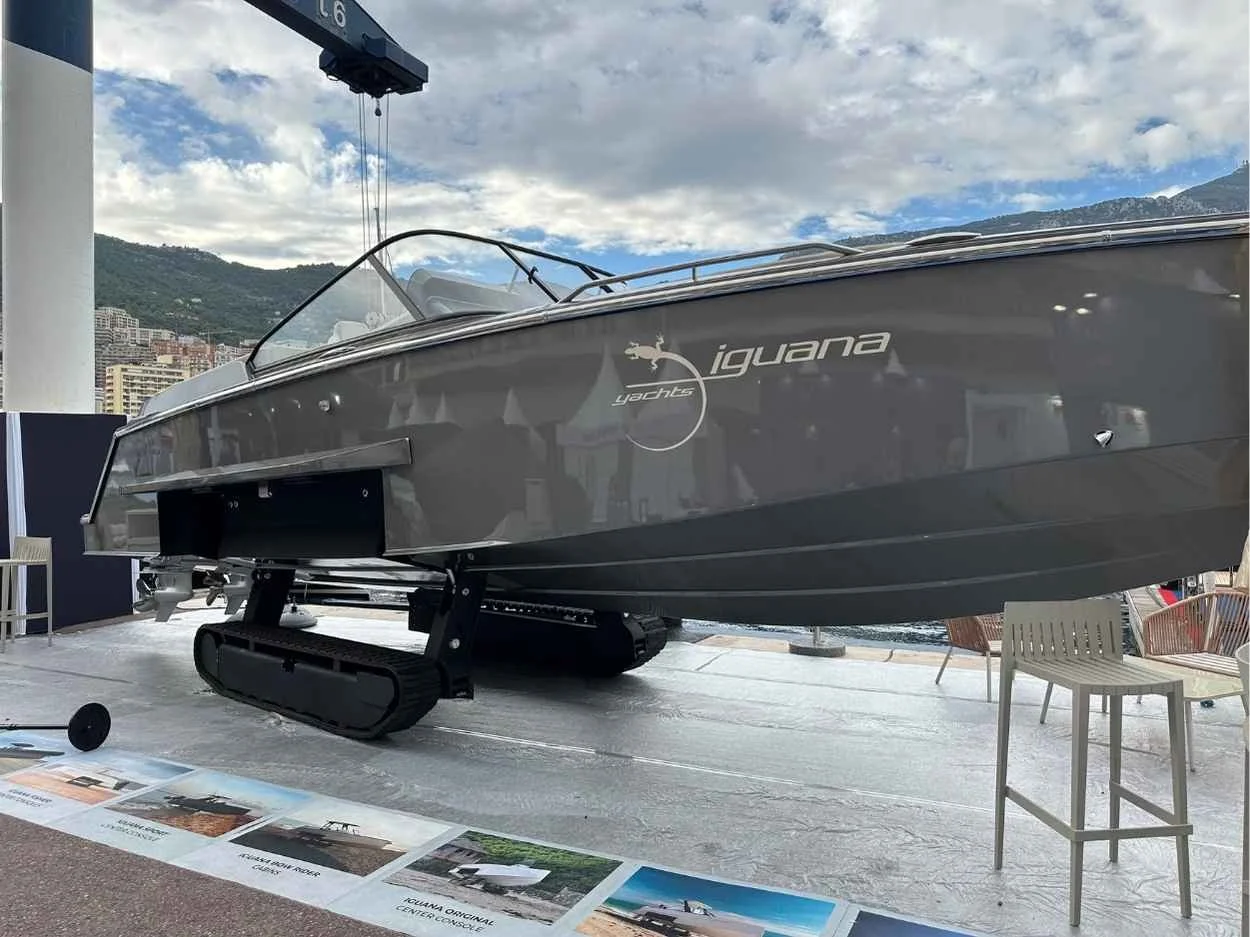 An electric amphibious boat made by Iguana.