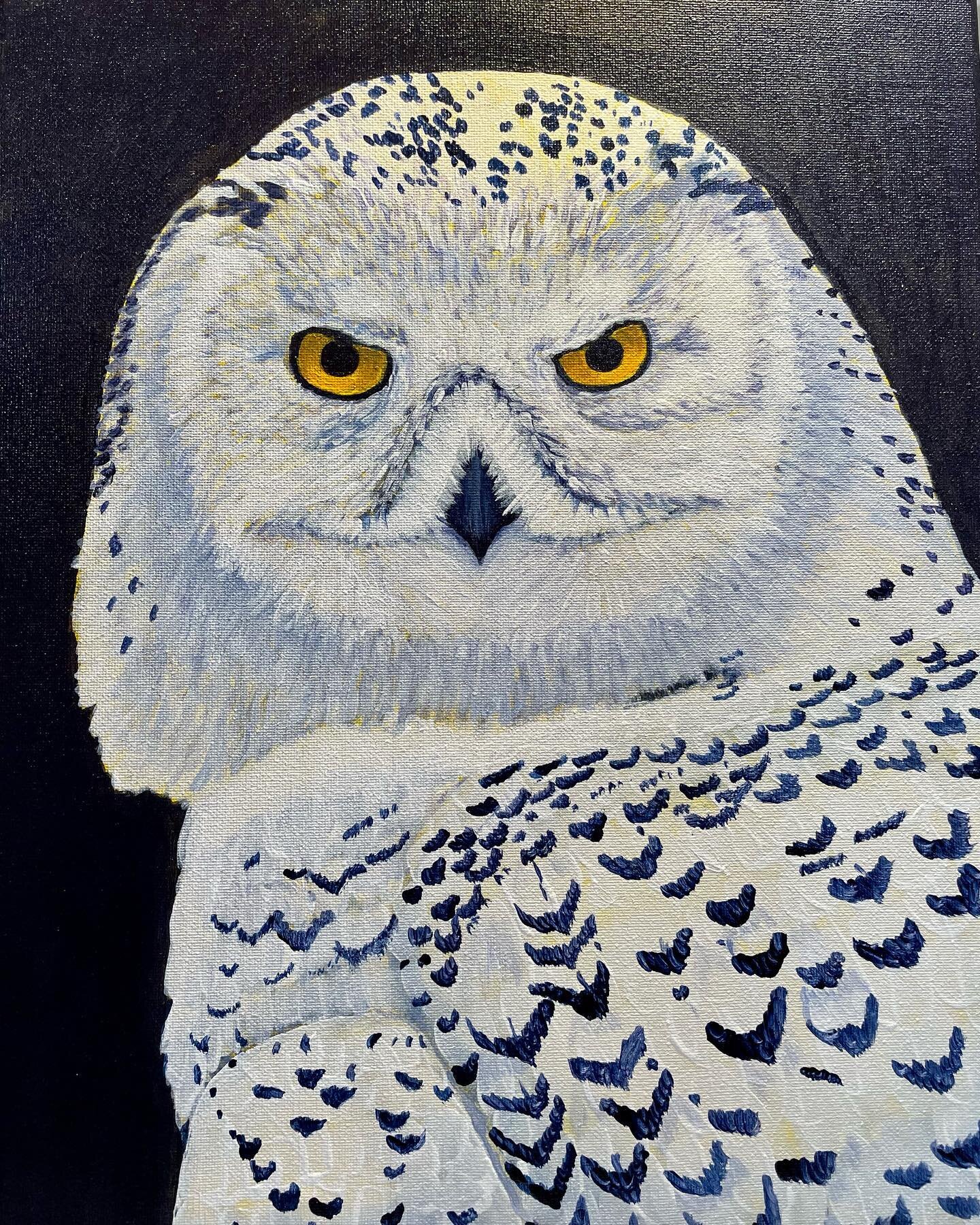 To see my new art and news, sign up for my email list at www.sloangerardstudio.com. #snowowl #artofinstagram #birdofprey #whiteowl #acrylicpainting #raptors