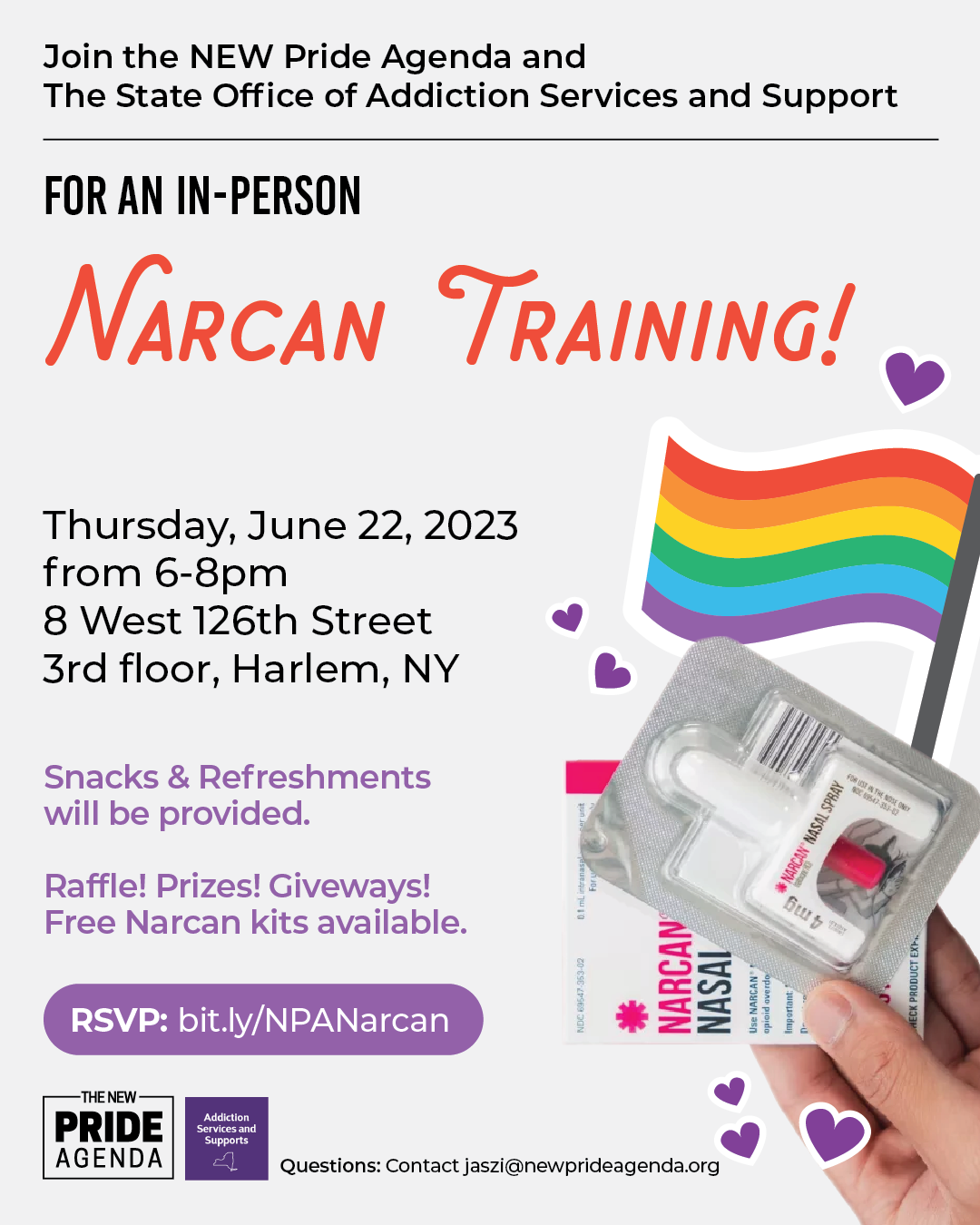 Pride Edition Narcan Training at NPA Harlem Workspace - June 22nd.