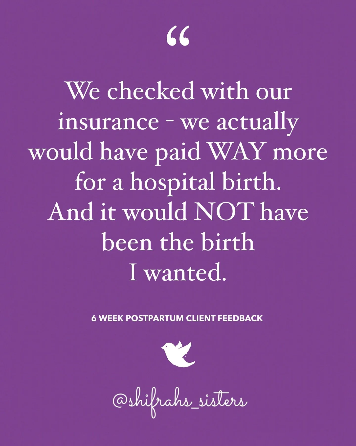 Did you know? For $25, my insurance expert can do a &lsquo;Verification of Benefits&rsquo; and find out what your insurance plan would reimburse you for from your midwifery care. 

Like this client, you might be happily surprised! 

💸Payment plans a