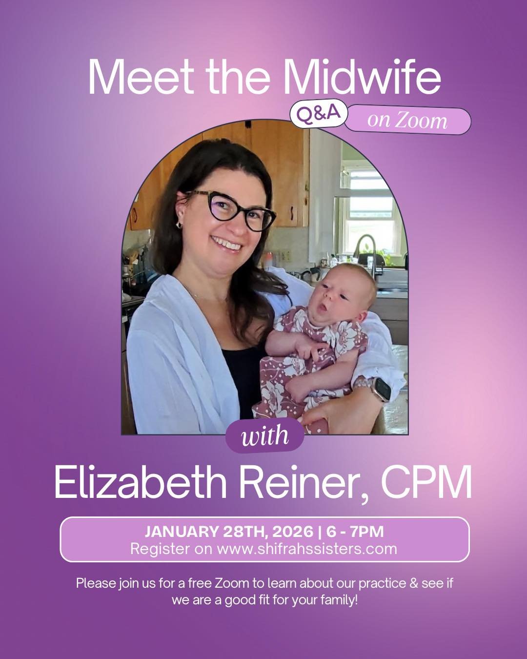 📣 This week! 📣 Please join our
monthly Q&amp;A to see if Shifrah&rsquo;s Sisters&rsquo; home birth midwifery care is right for you! Birth professionals are welcome, too!
💜
Free. RSVP needed to receive the link (and so I️ know who to call if I&rsqu