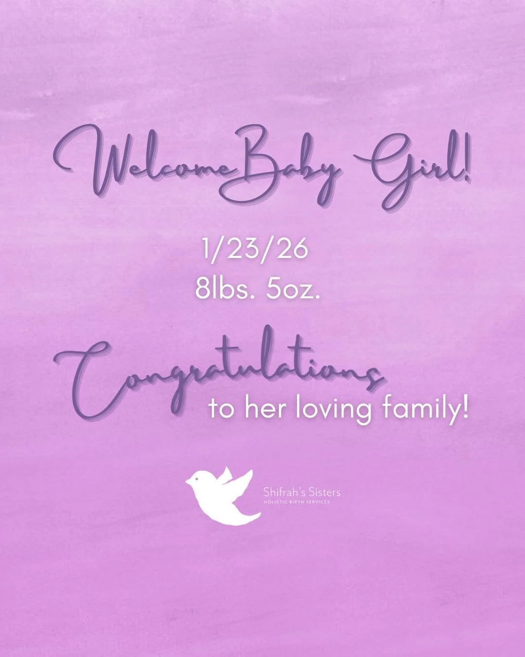 Welcome baby girl! Born on 1/23/26 at home in Maryland weighing 8 lbs. 5 oz. Thank you for arriving before the snowstorm! ❄️🙏🩵

Congratulations to the loving parents and family! 

The birth was attended by midwife Elizabeth @aligned_antisemitism_ac
