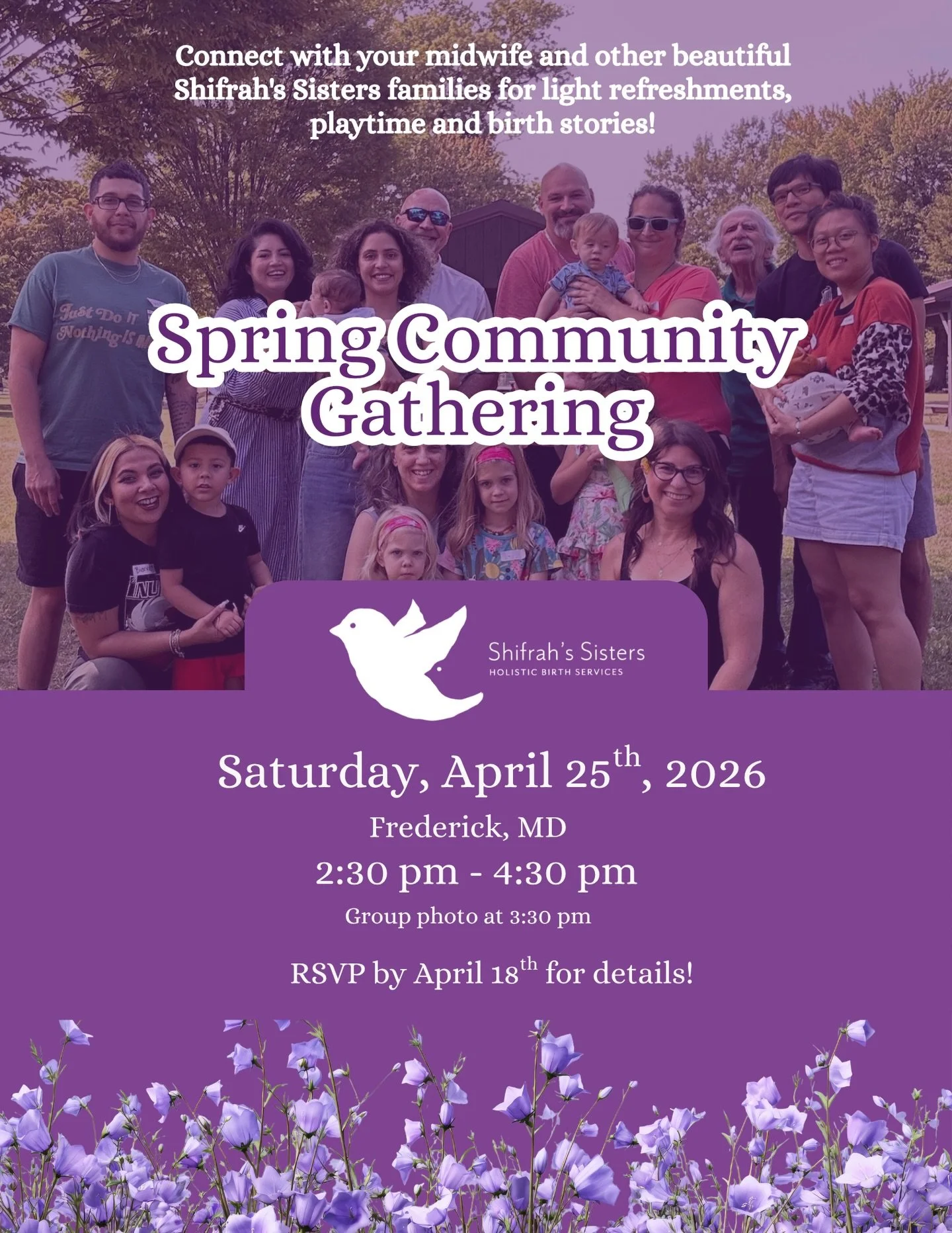 Save the Date, Shifrah&rsquo;s Sisters family! 🥳

Please join us for our upcoming in-person gathering Saturday, April 25th in Frederick! 

Come be in community, enjoy light refreshments and great conversations to catch-up and connect. 

Can&rsquo;t 