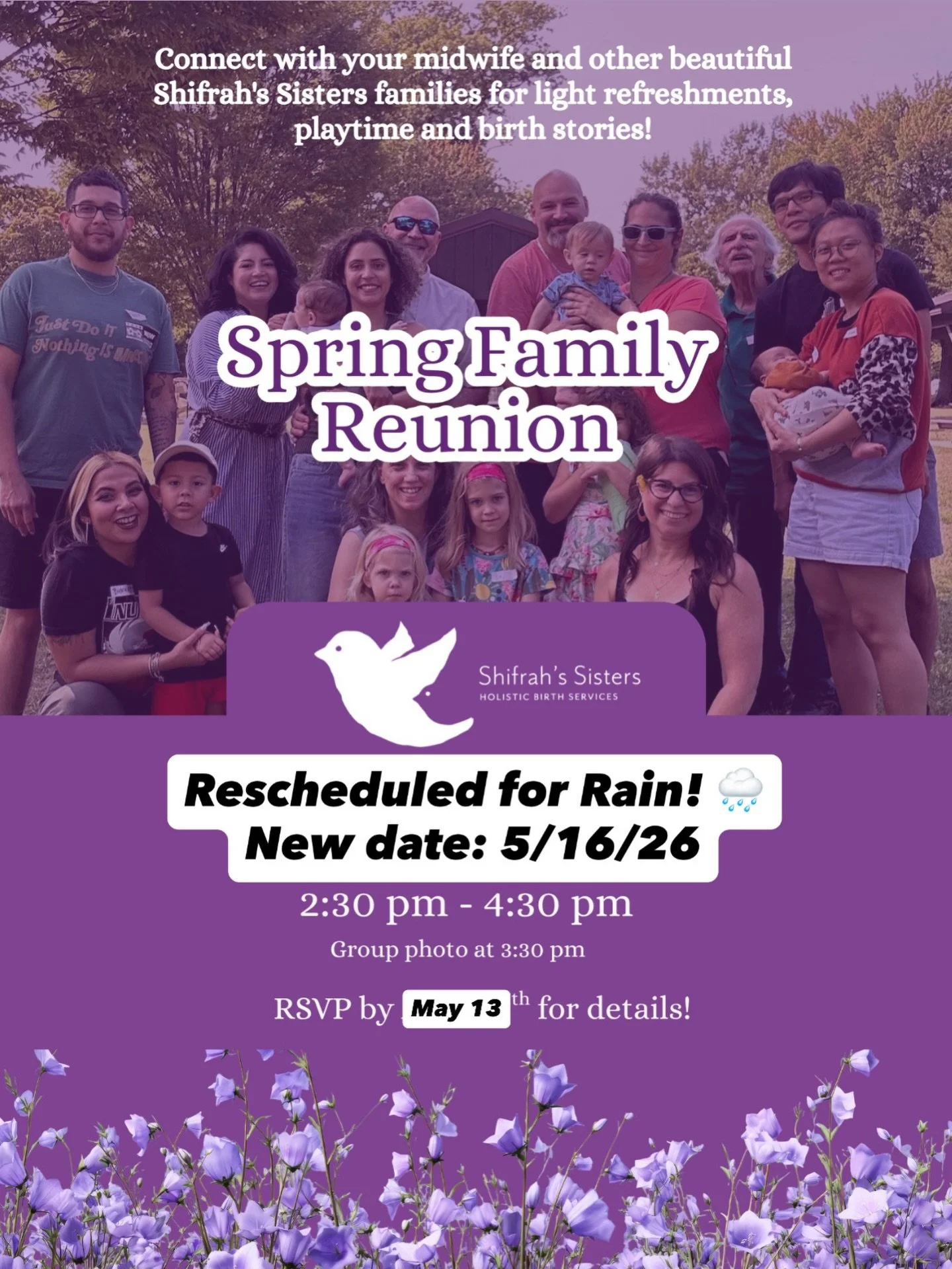 📣ANNOUNCEMENT📣 

Due to rain, our upcoming in-person gathering is moving from Saturday, April 25 to May 16th. We hope you can still make it or that this new date works even better for you!

Come be in community, enjoy light refreshments and great c