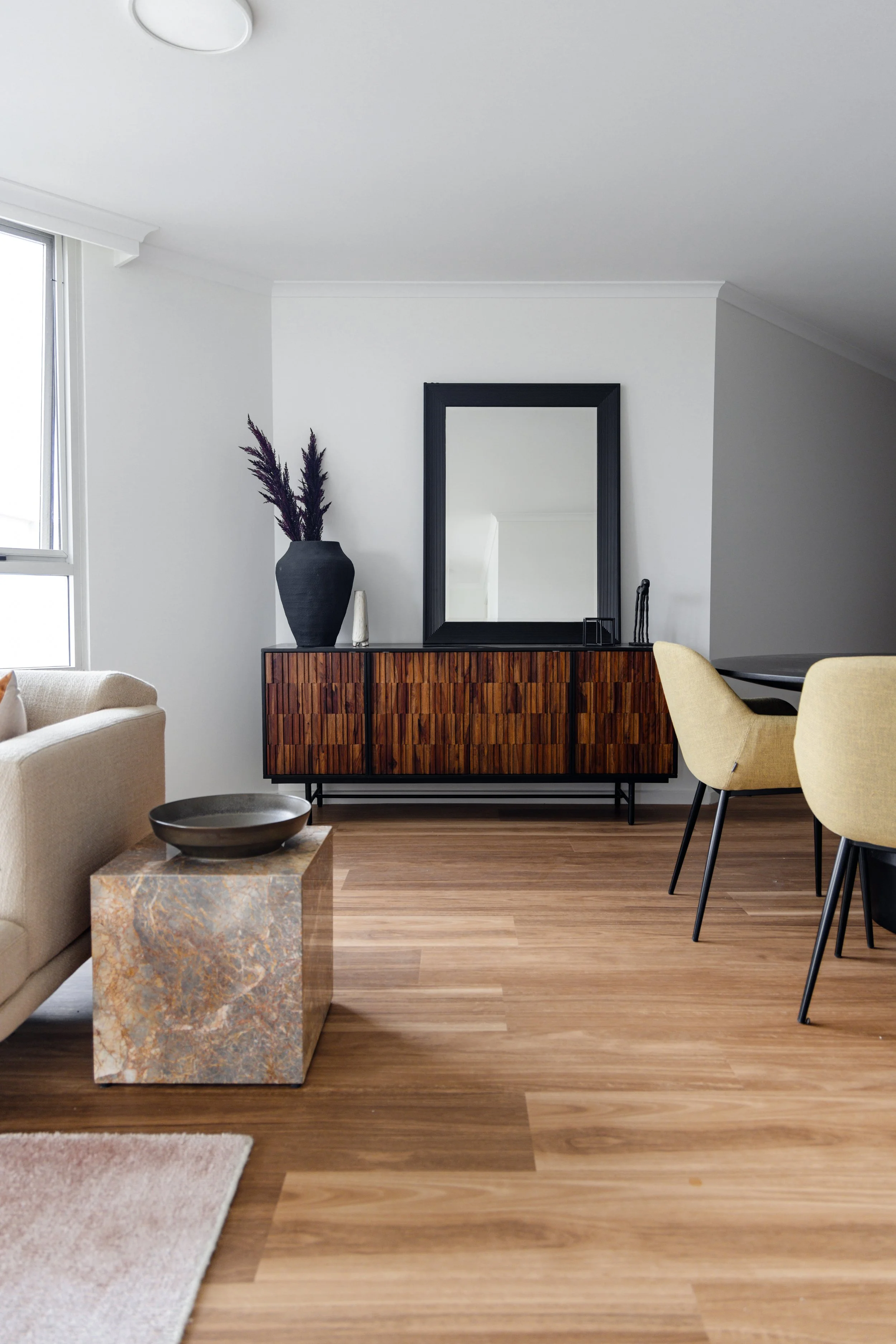Cento living space showing lots of space, light, big windows with timber floors