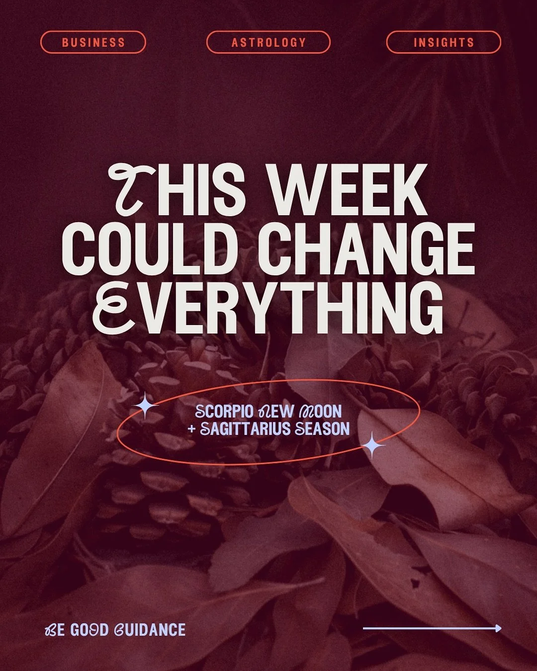 Something clicks this week. 
The Scorpio New Moon reveals the truth you can&rsquo;t ignore, and Sagittarius season expands your vision so you can finally see your next step with clarity instead of pressure.

This reset is happening somewhere specific