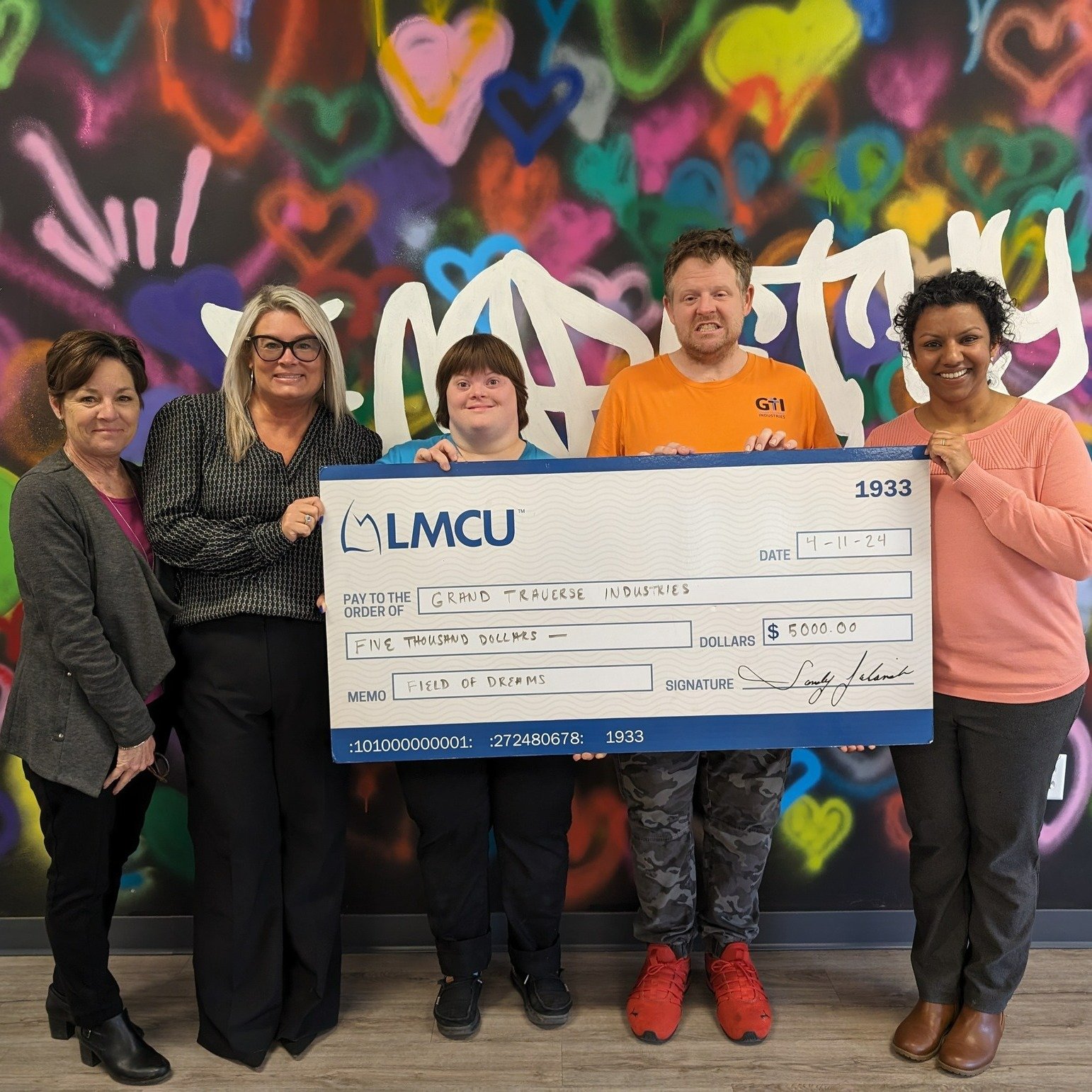 A huge thank you to LMCU for their generous donation towards our Field of Dreams outdoor recreation area! LMCU's continued volunteering and support of our team members means so much!