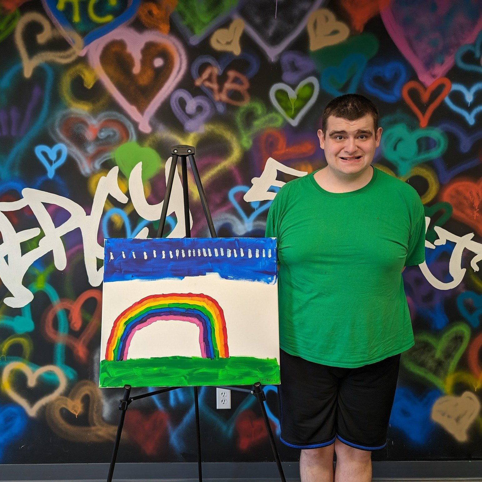 We are so proud of artist DJ Freet and his masterpiece entitled &quot;Emily's Rainbow&quot; in honor of his girlfriend! DJ has entered this masterpiece into the upcoming Breaking Barriers Art Exhibit Contest sponsored by the Michigan Developmental Di