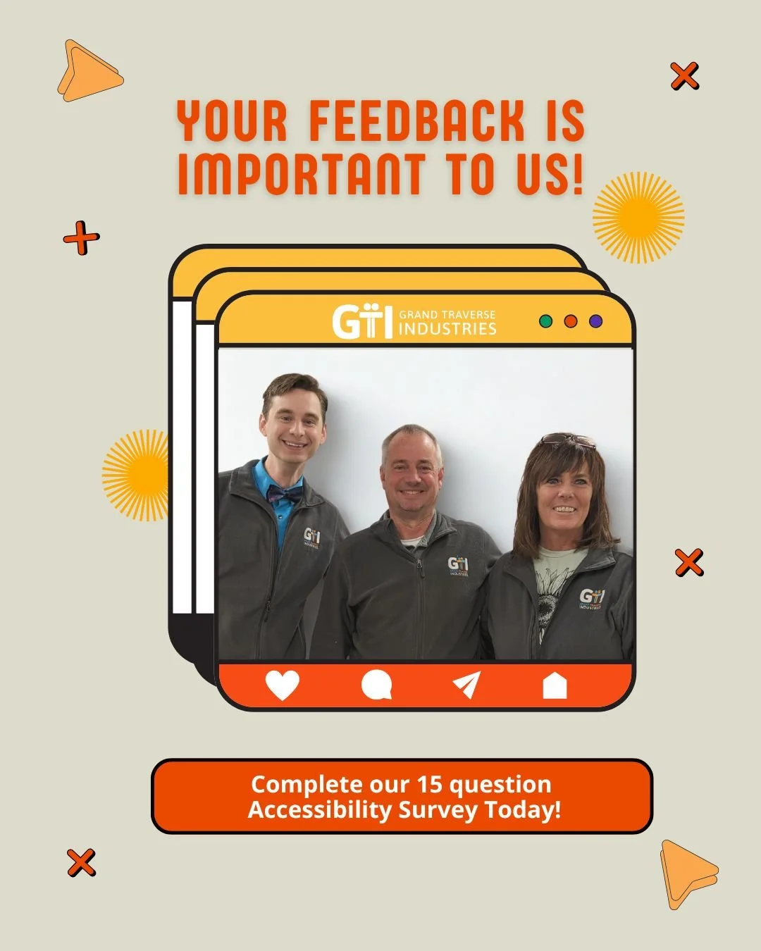 🌟 Your Voice Matters! 🌟
We&rsquo;re committed to making our programs and services accessible to everyone. That&rsquo;s why we need YOUR input! 💬✨
Please take a few minutes to complete our 2025 Accessibility Survey. Your feedback will help us under