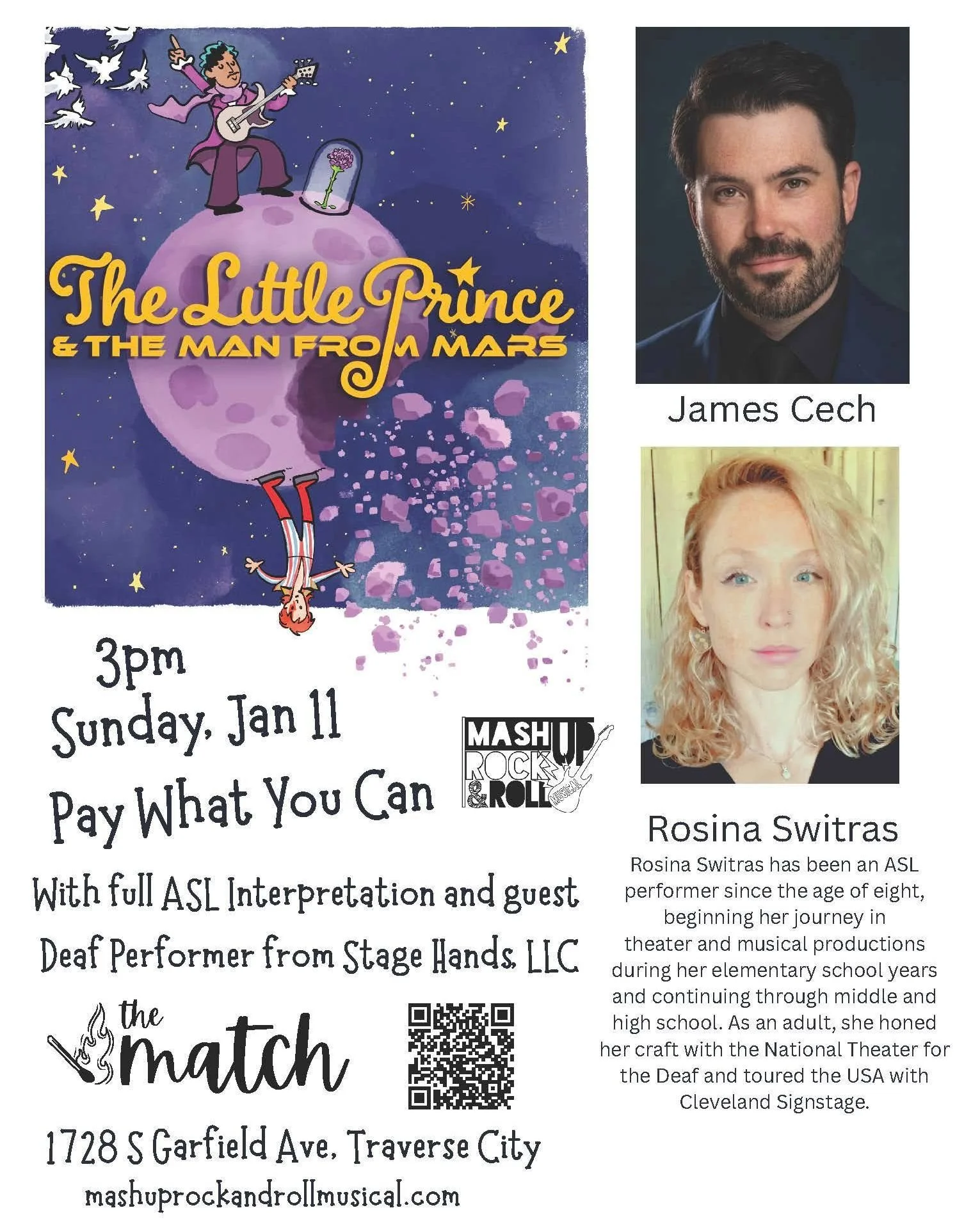 🎭 Coming this Sunday!

You won't want to miss this special stage performance featuring a Deaf performer and ASL interpreter.

This performance is pay-what-you-can, and 100% of proceeds will be donated to Disability Network Northern Michigan to direc