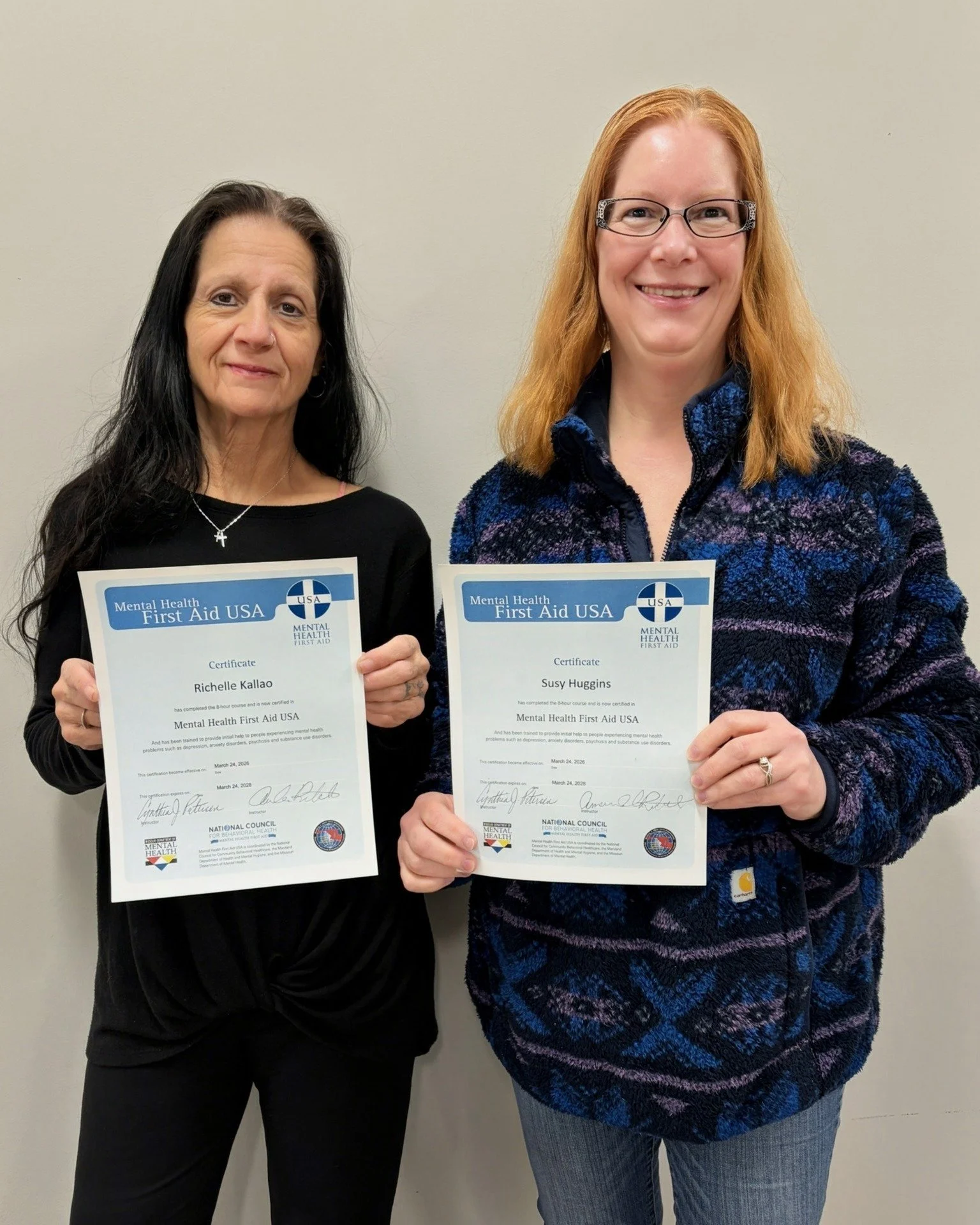 Congratulations to Richelle and Susy on completing their Mental Health First Aid certification through Northern Lakes Community Mental Health! 👏
#mentalhealthmatters❤️