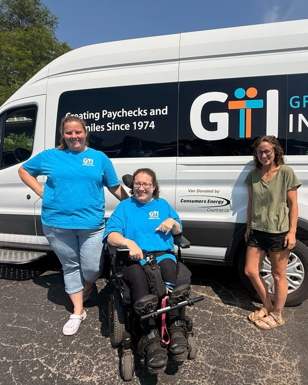 Incredible news for our Mancelona program! 🎉

Thanks to an incredibly generous gift from @consumersenergy, GTI now has an all-electric van equipped with a wheelchair lift!

For Team Members like Kristi, who are unable to transfer into a standard van