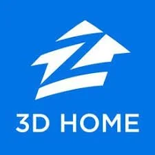 Logo of 3D Home with a stylized house icon and blue background.