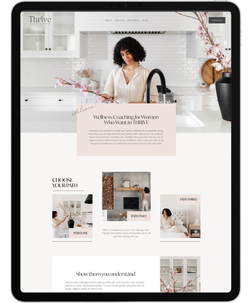 thrive squarespace health and wellness template