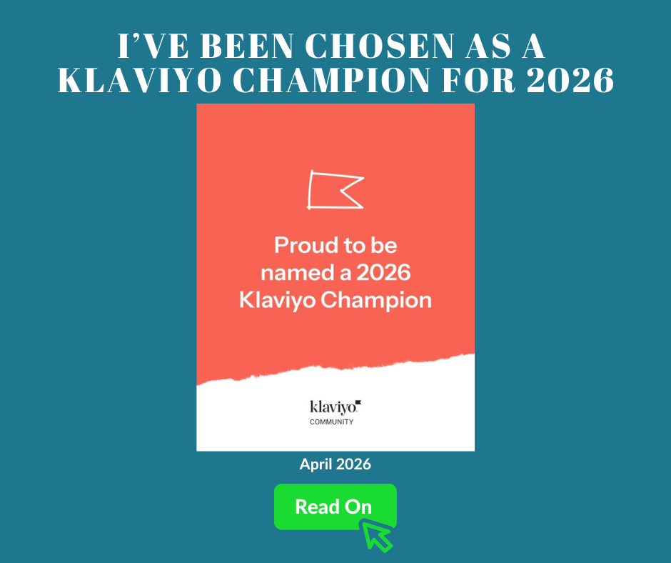 Announcement claiming the sender has been chosen as a 2026 Klaviyo Champion with a button labeled 'Read On'.