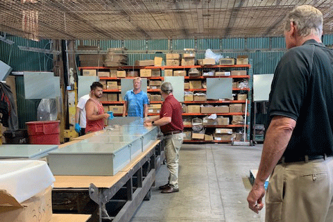  Dave Meyers lending a hand to the enclosure build process. 