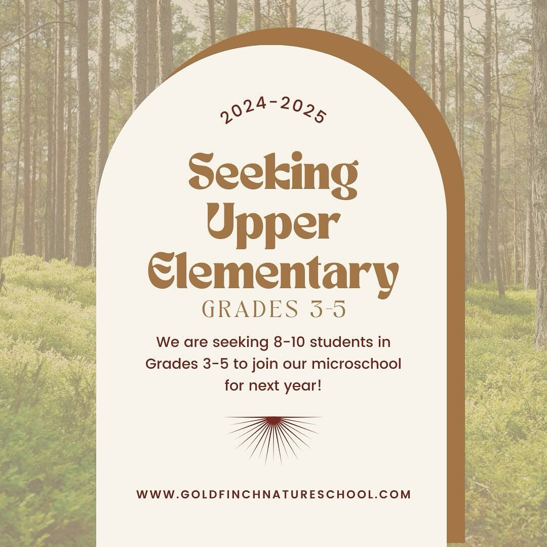 Do you have a kind, curious upper elementary child who loves learning and nature? We are building our cohort for next year and looking for 8 more students to join us!

We have hired a VA certified teacher to teach core subjects to Grades 3-5 next yea