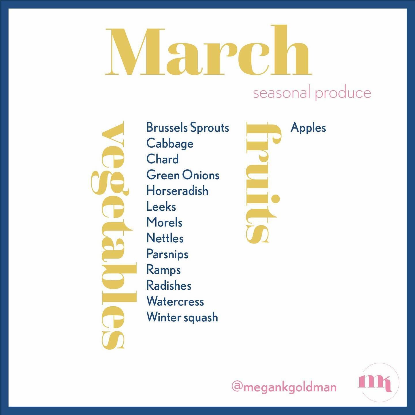 Seasonal Produce, March

Happy March! This is my favorite month, largely in part because it&rsquo;s my birthday month &amp; let&rsquo;s be real, Pisces ♓️ fkn rock! Also, spring is around the corner which means we will see a change in season &amp; in