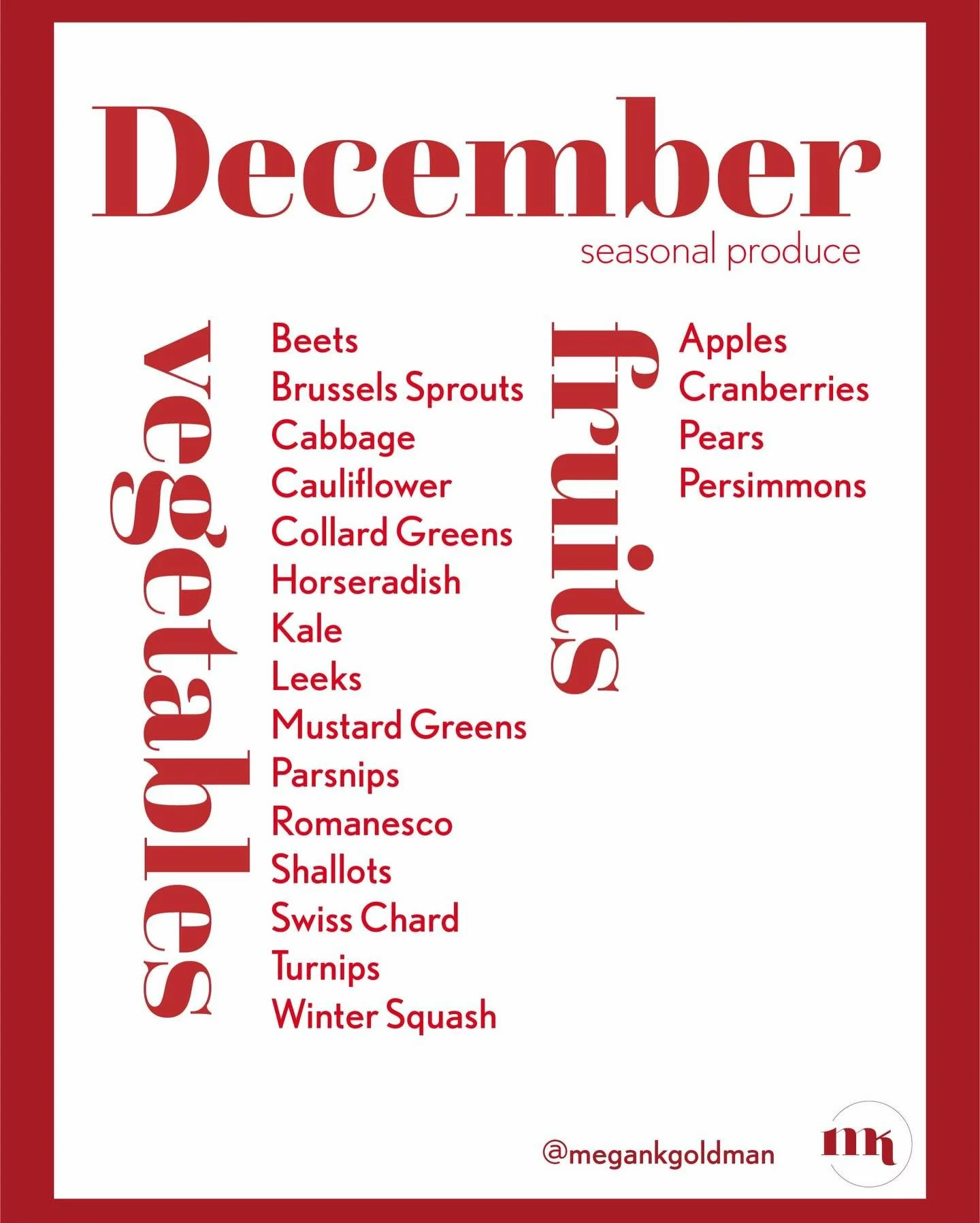 Seasonal Produce, December 

December is here, which means the holiday season is officially in full swing&hellip; so I&rsquo;ll say it now &amp; at least 101 more times&hellip; Happy Holidays, friends!

With the winter solstice on the 21st, we transi