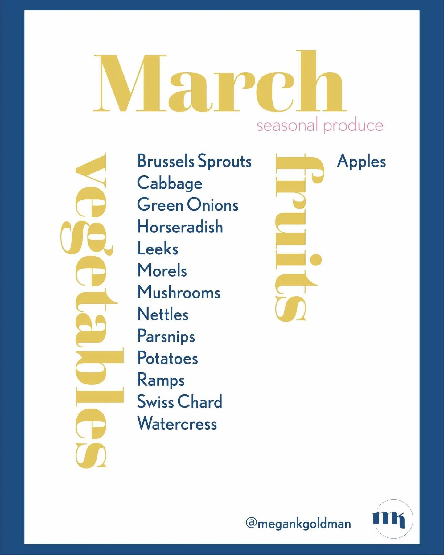 Seasonal Produce, March

Happy March! Easily my favorite month&mdash;partly because it&rsquo;s my birthday month &amp; let&rsquo;s be real, Pisces ♓️ rock! Also, because spring is just around the corner. That means not only a shift in seasons but als