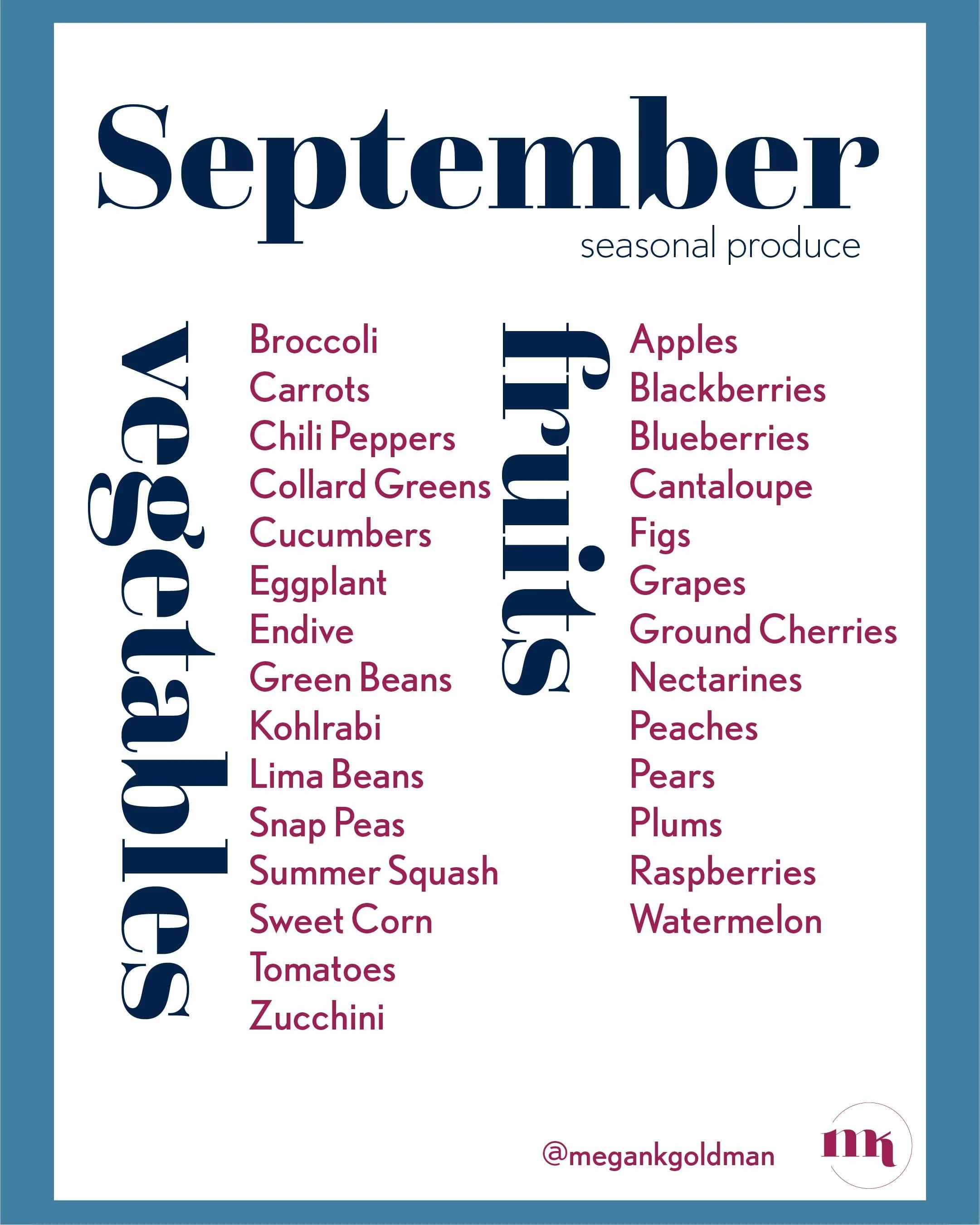 Seasonal Produce, September

Hi friends, I hope you&rsquo;re enjoying summer &amp; all its goodness! Because just like that&hellip; Labor Day weekend is here. Is anyone else confused about how that happened? That being said, Autumn equinox will be he