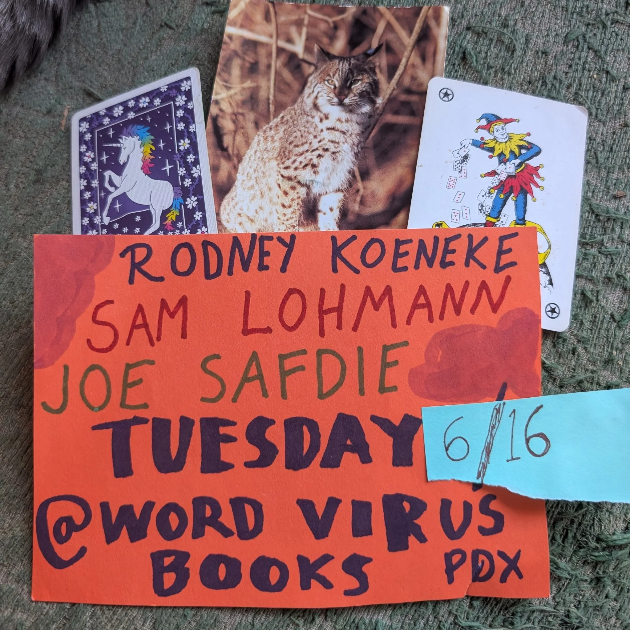 Poetry reading with Joe Safdie, Sam Lohmann, and Rodney Koeneke