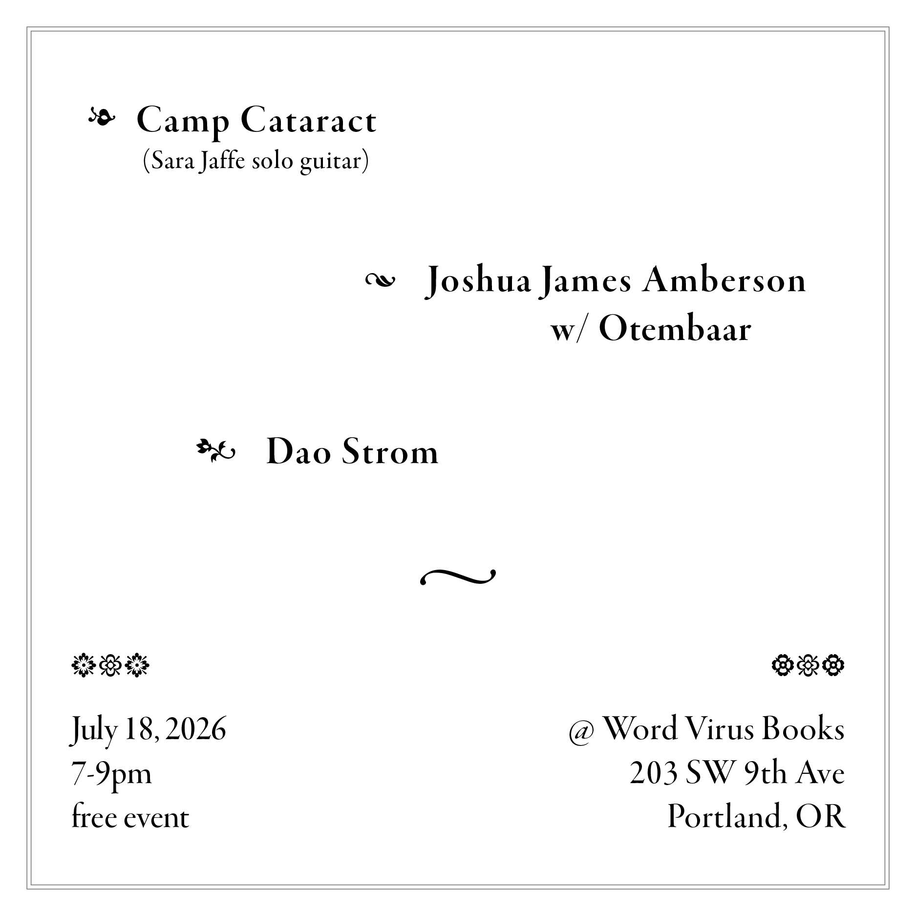 Dao Strom, Camp Cataract, Joshua James Amberson with Otembaar