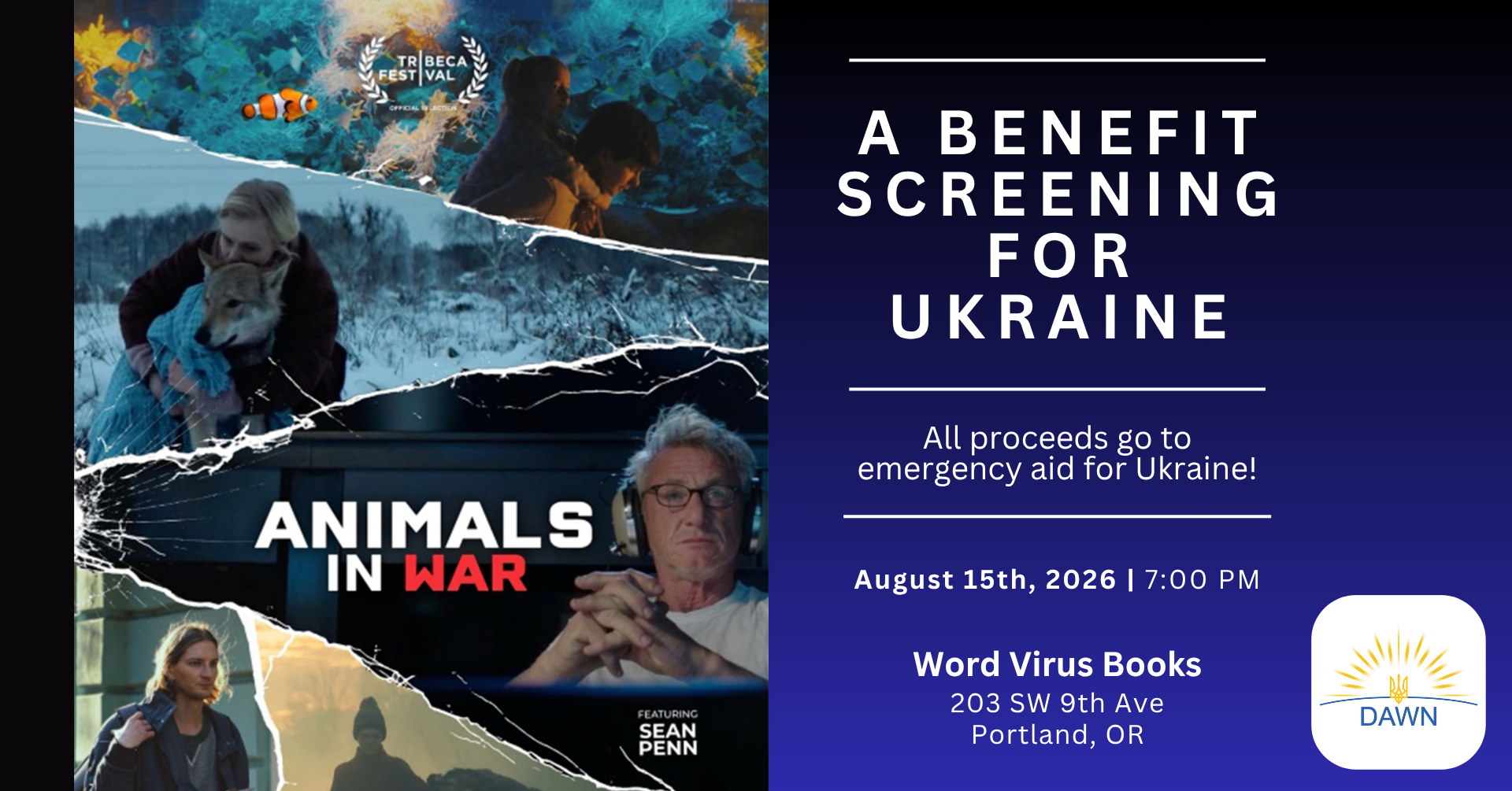 Animals In War film screening benefit for Ukraine