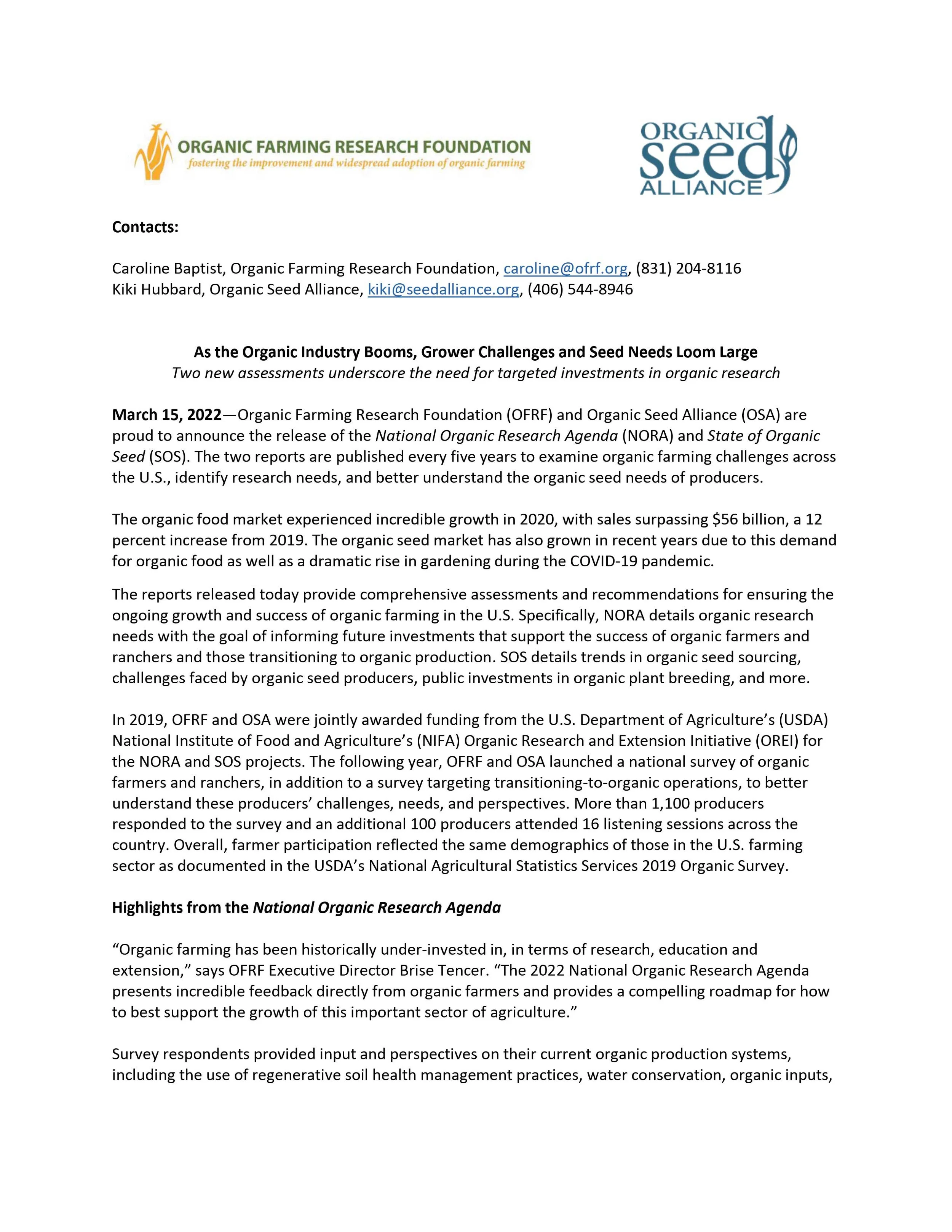Joint Press Release