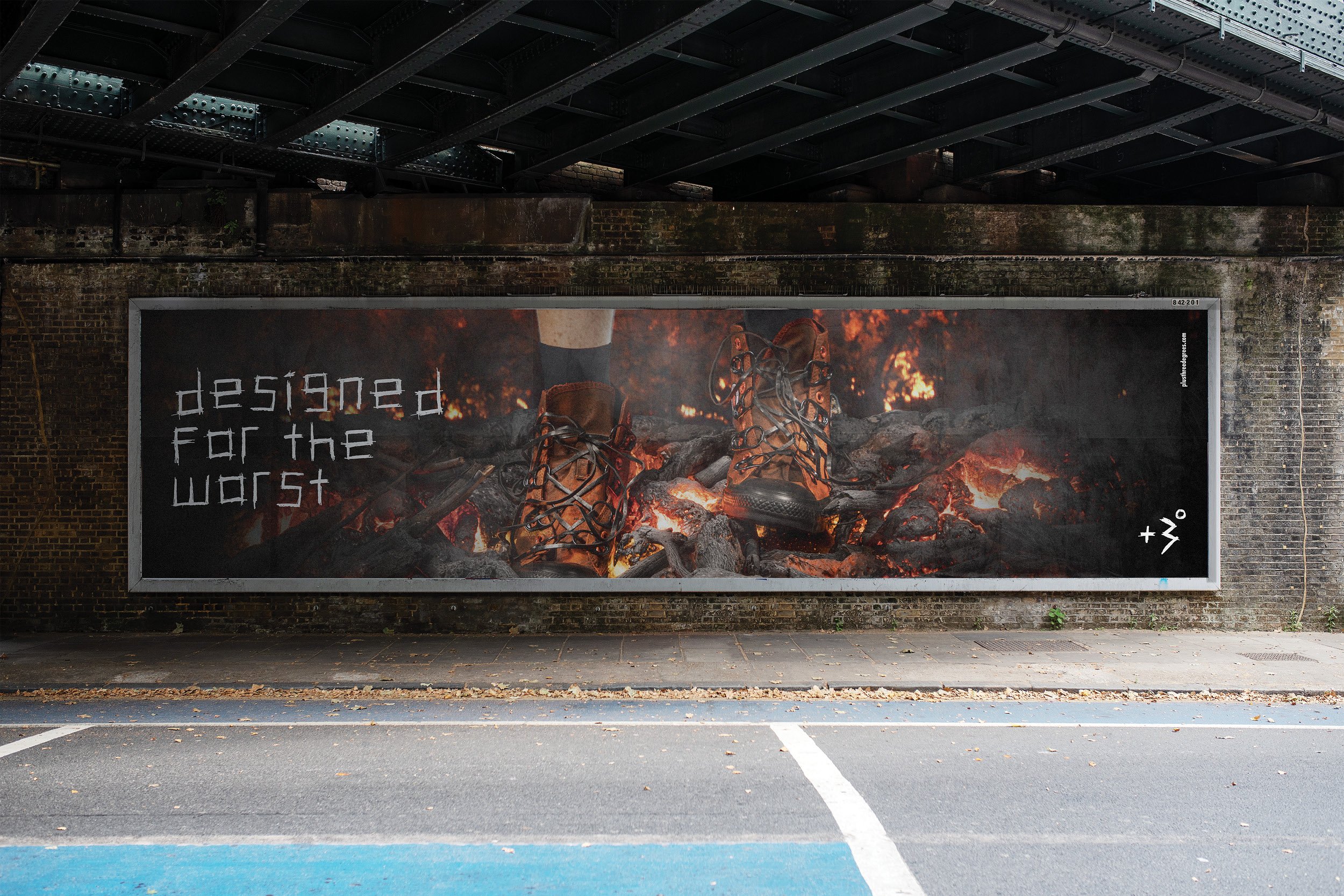 Wildfire billboard with hand-crafted mock hot coals