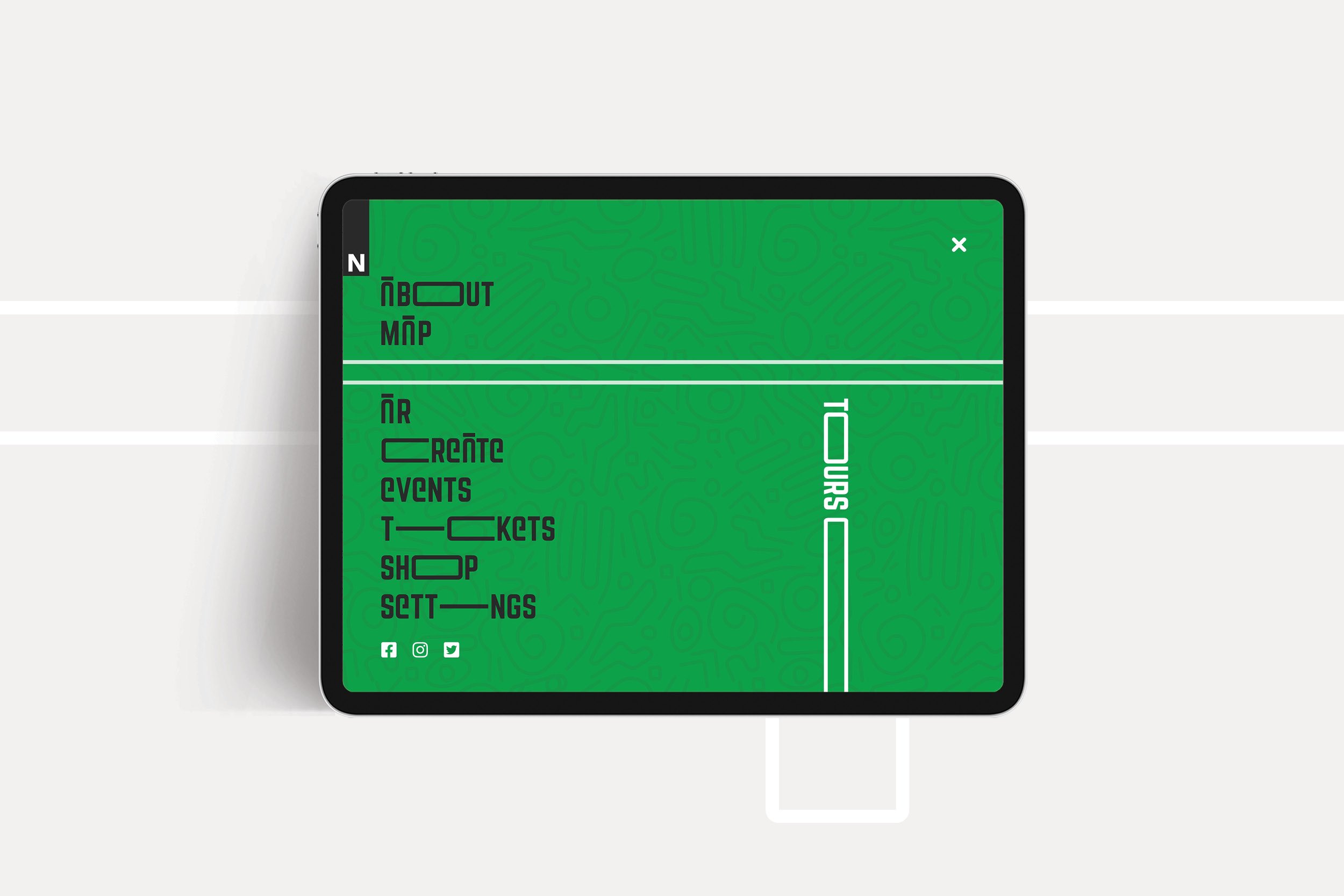 The mobile app has an animated menu