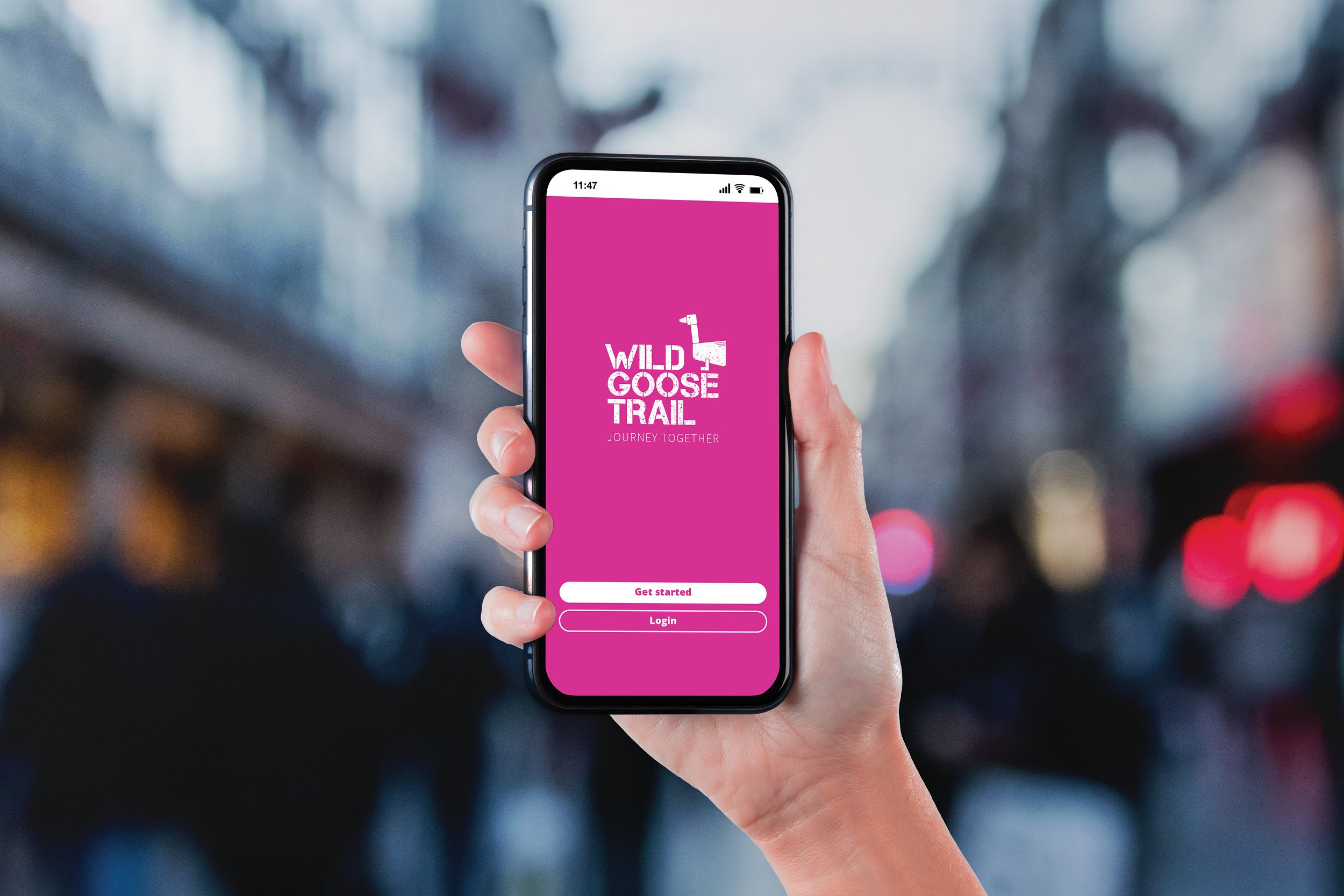 On-the-ground trail signs are supported by a mobile app