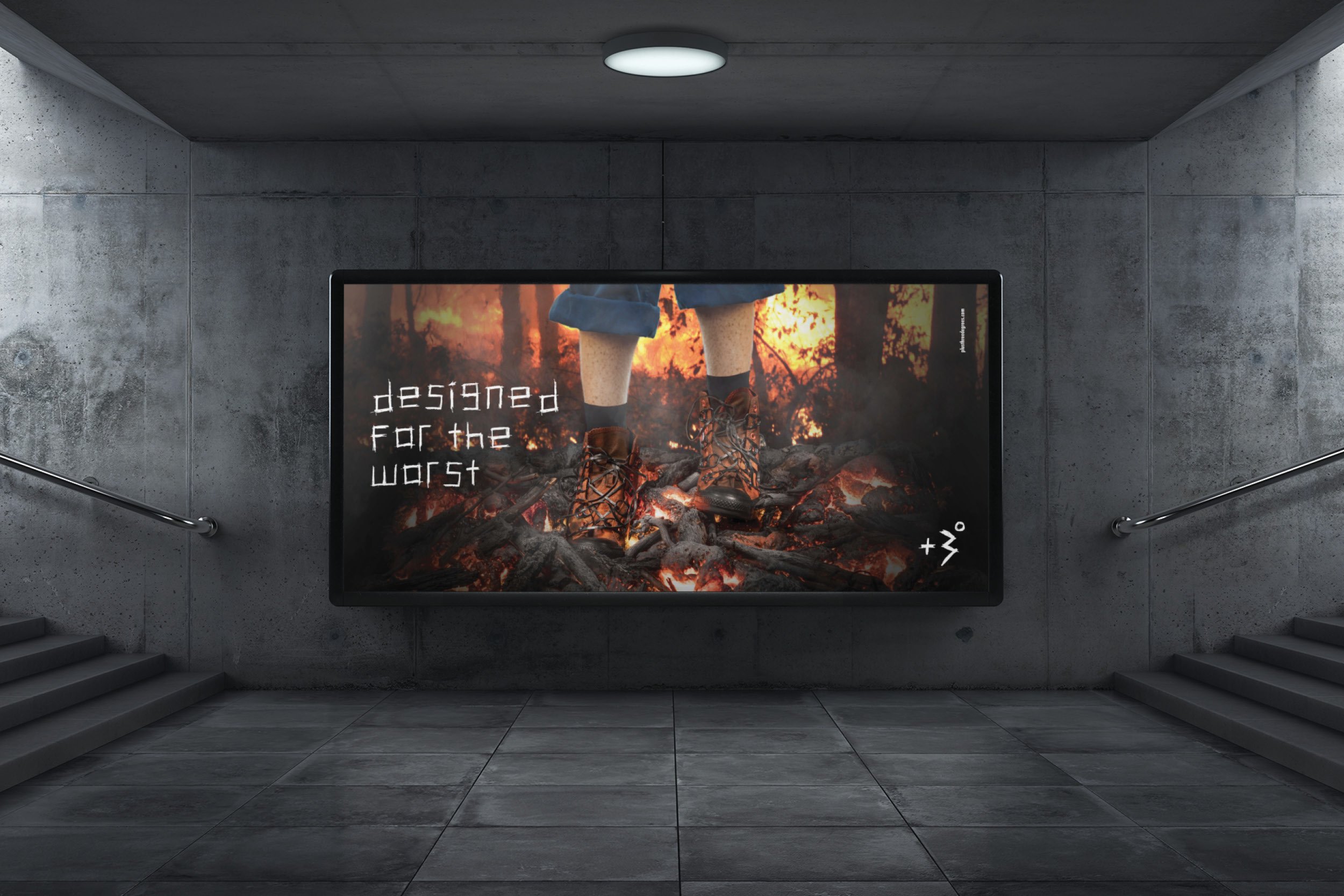 Wildfire digital screen with hand-crafted mock hot coals