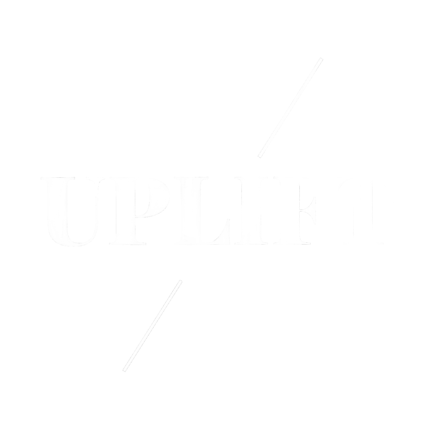 "Uplift Sitemap" logo with white text on black background featuring diagonal lines.