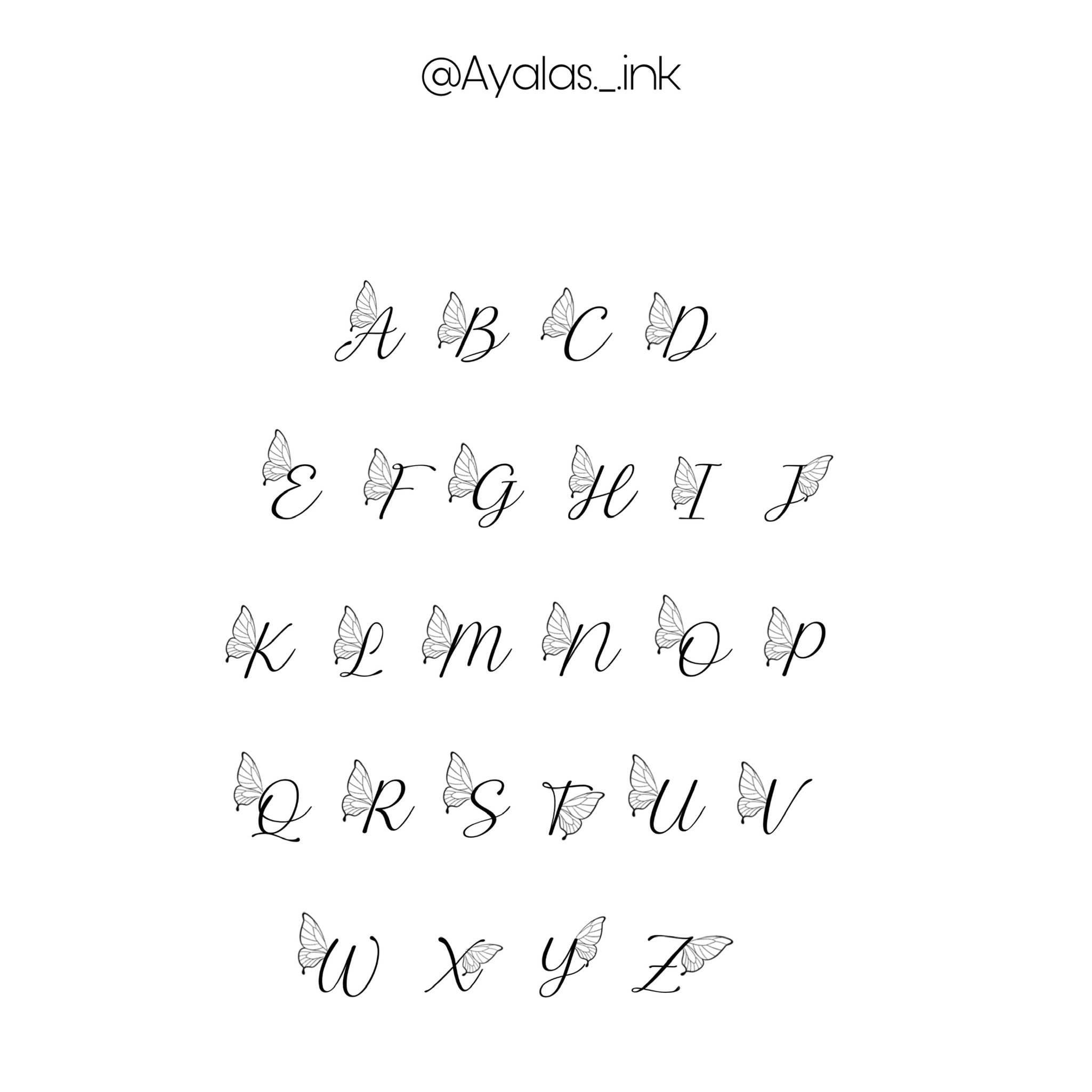 lettering butterfly flash tattoos