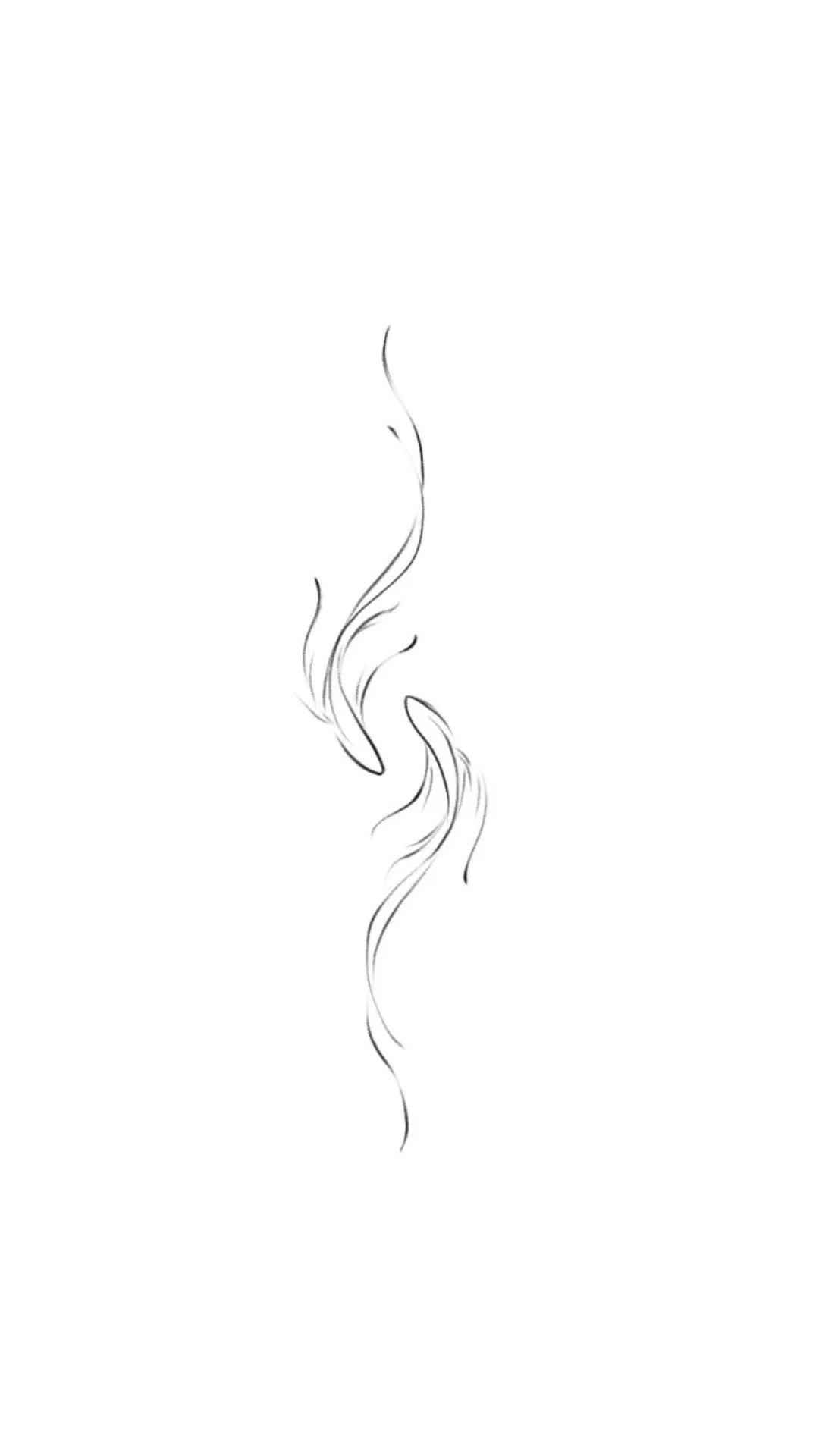 Minimalist black and white sketch of flowing smoke or steam.