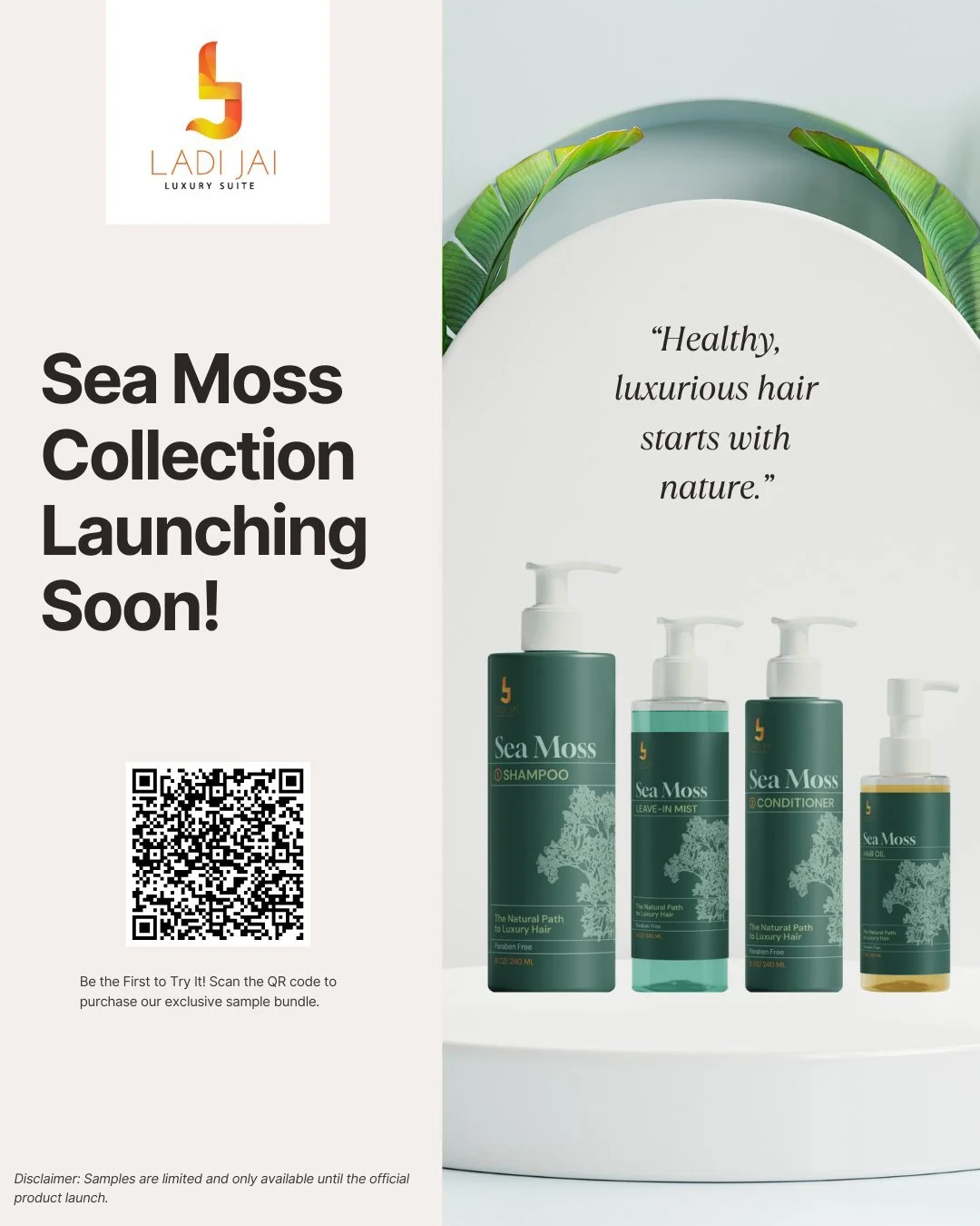 ✨ Something New Is Growing&hellip; ✨
Introducing Ladi Jai&rsquo;s Sea Moss Haircare Line 🌿✨
Healthy hair starts with healthy ingredients &mdash; and we&rsquo;re bringing you a full set: Shampoo, Conditioner, Leave-In Conditioner Mist, and Hair Oil.

