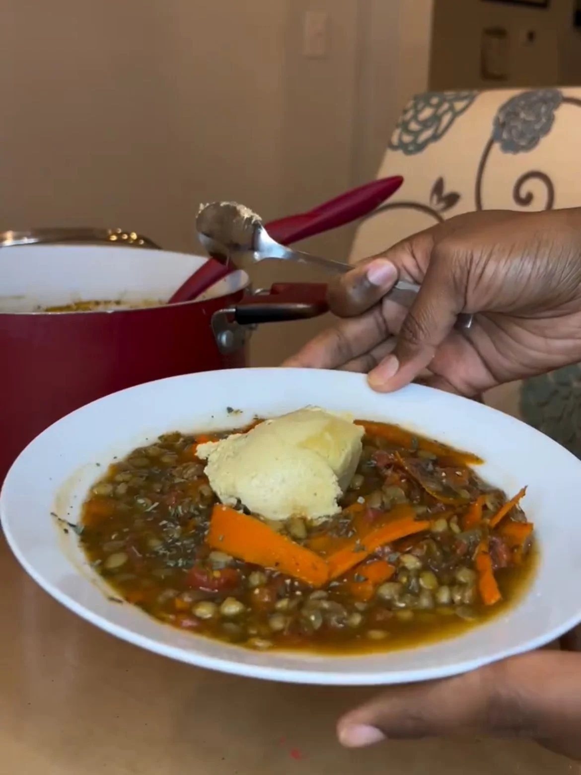 Vegan Herby Lentil Soup with Cashew Cheese